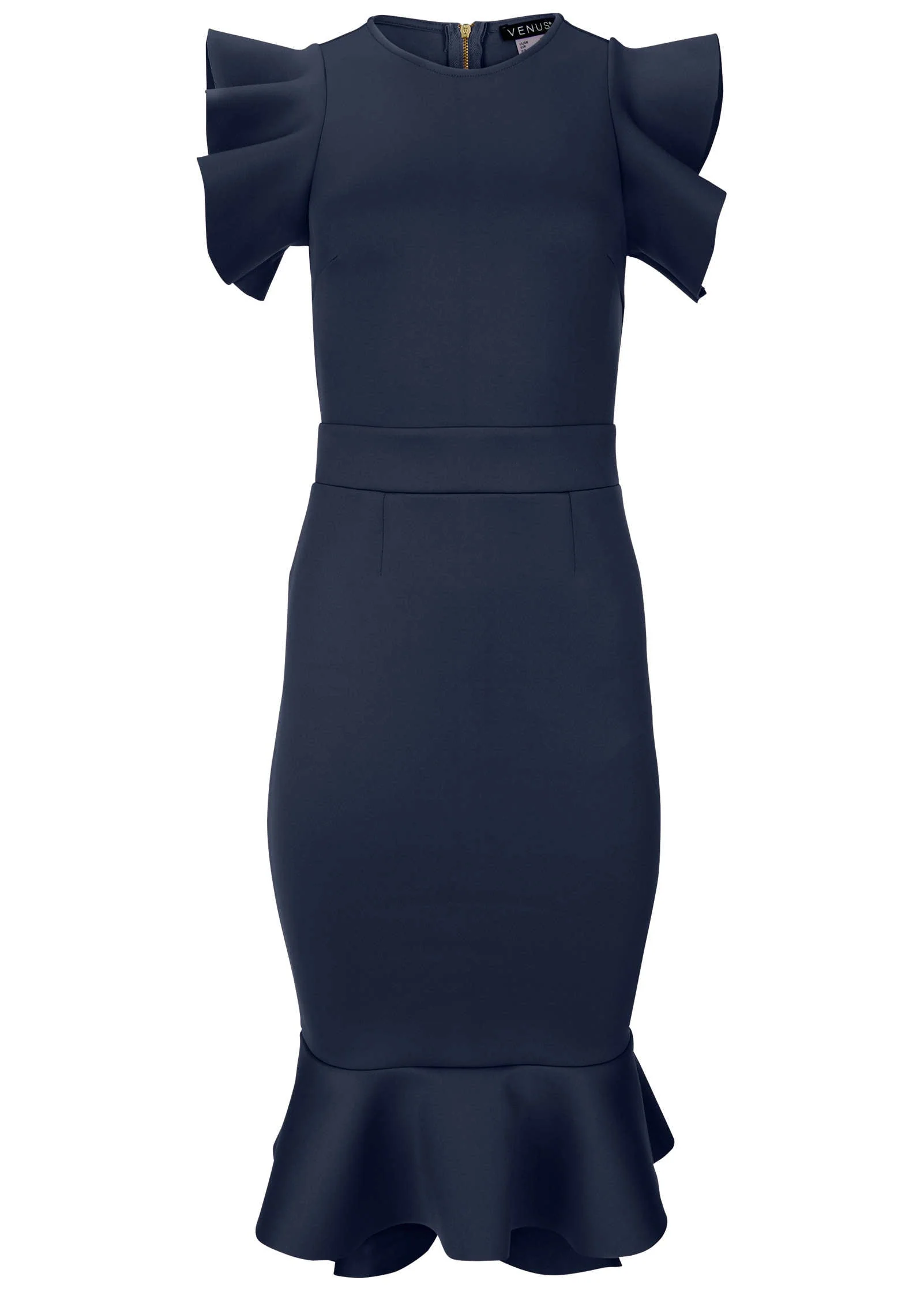 Ruffle Detail Dress - Navy - Image 3