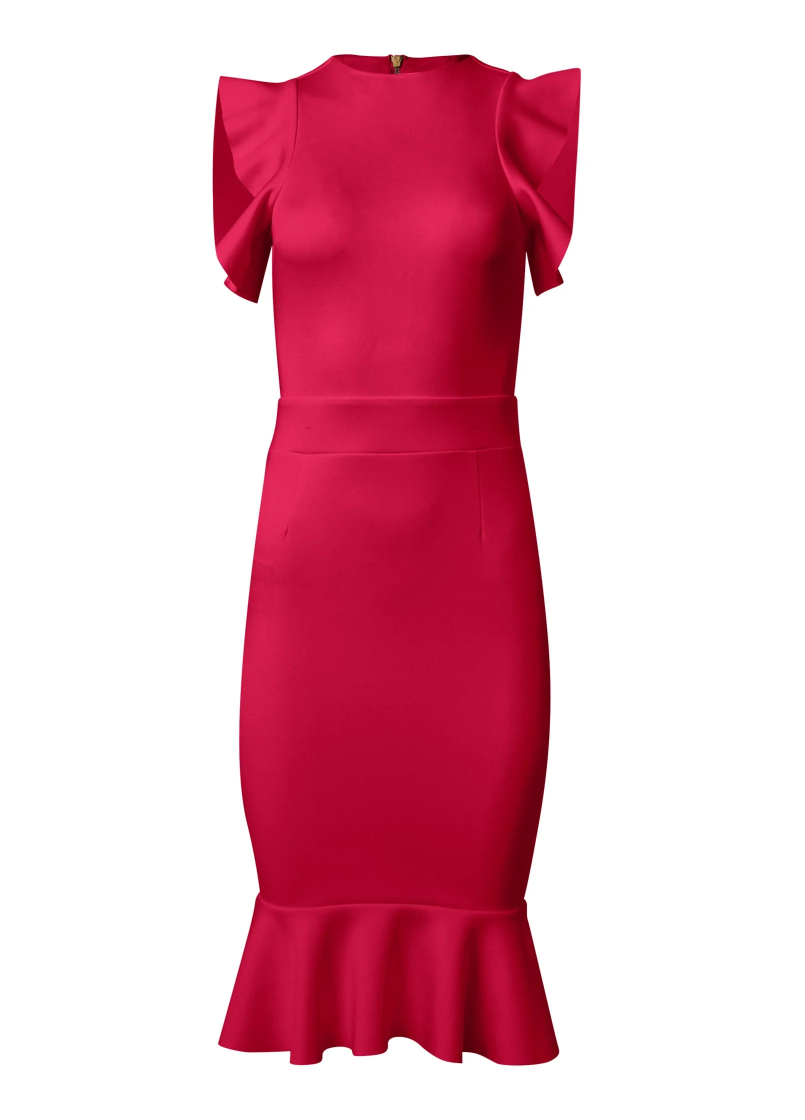 Ruffle Detail Dress - Red - Image 3