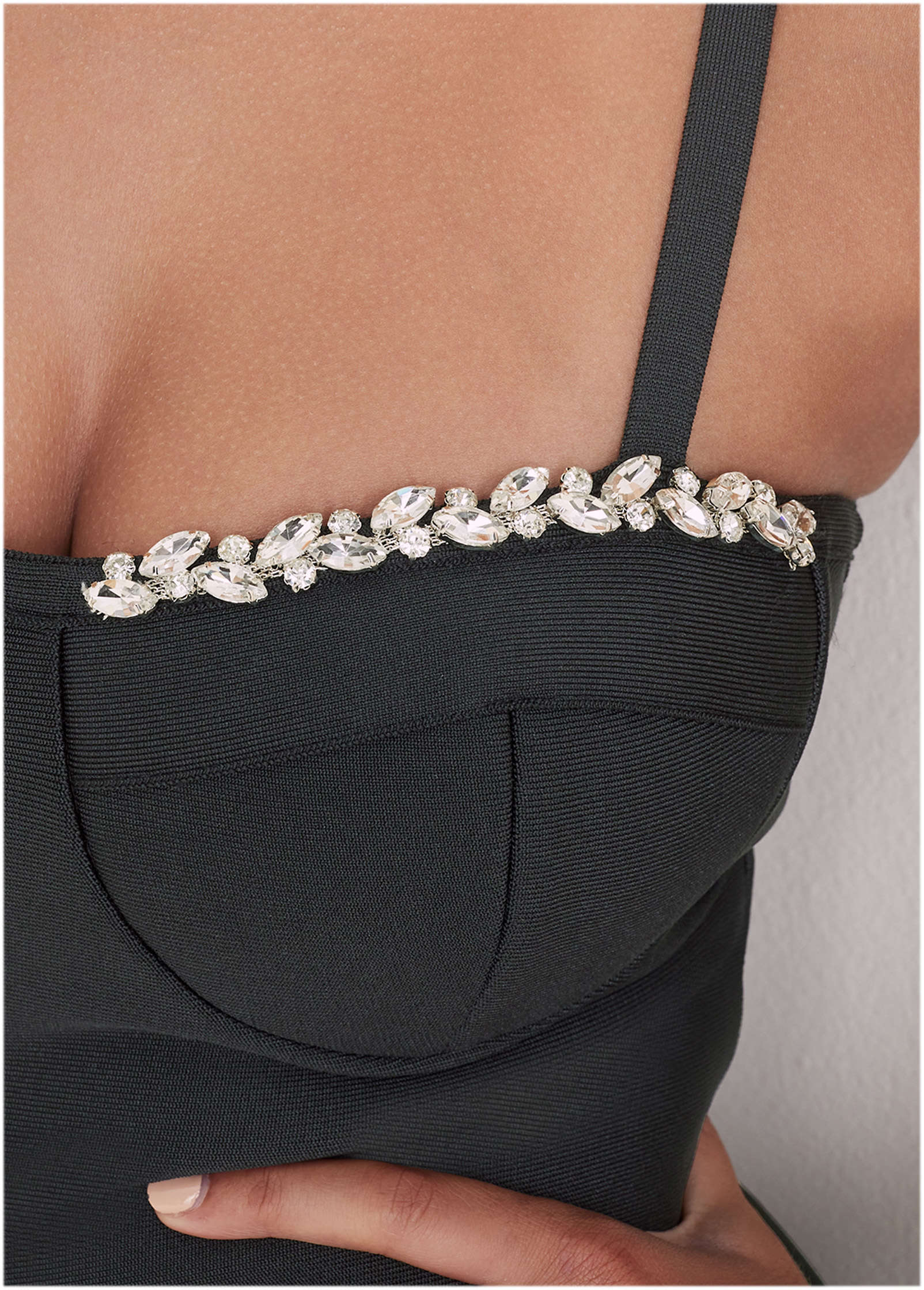 Embellished Bodycon Dress  - Jet Black - Image 3