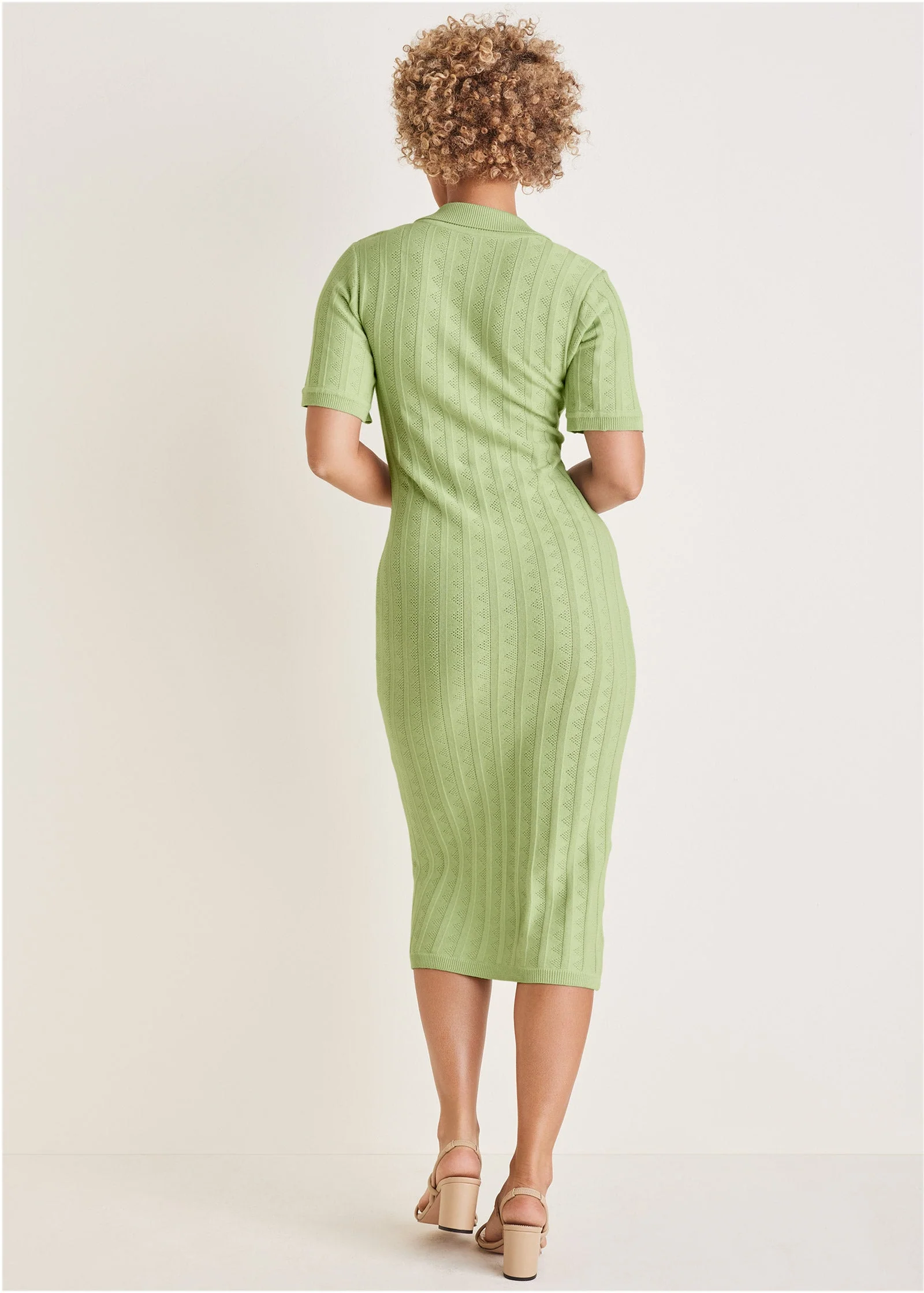 Pointelle Sweater Dress - Mint - Image 2