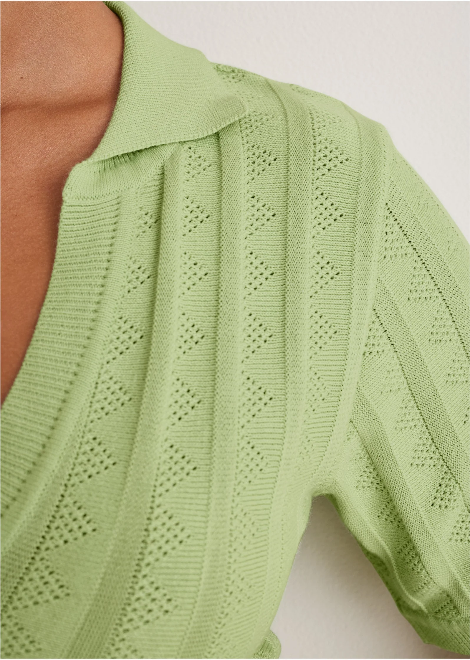 Pointelle Sweater Dress - Mint - Image 3