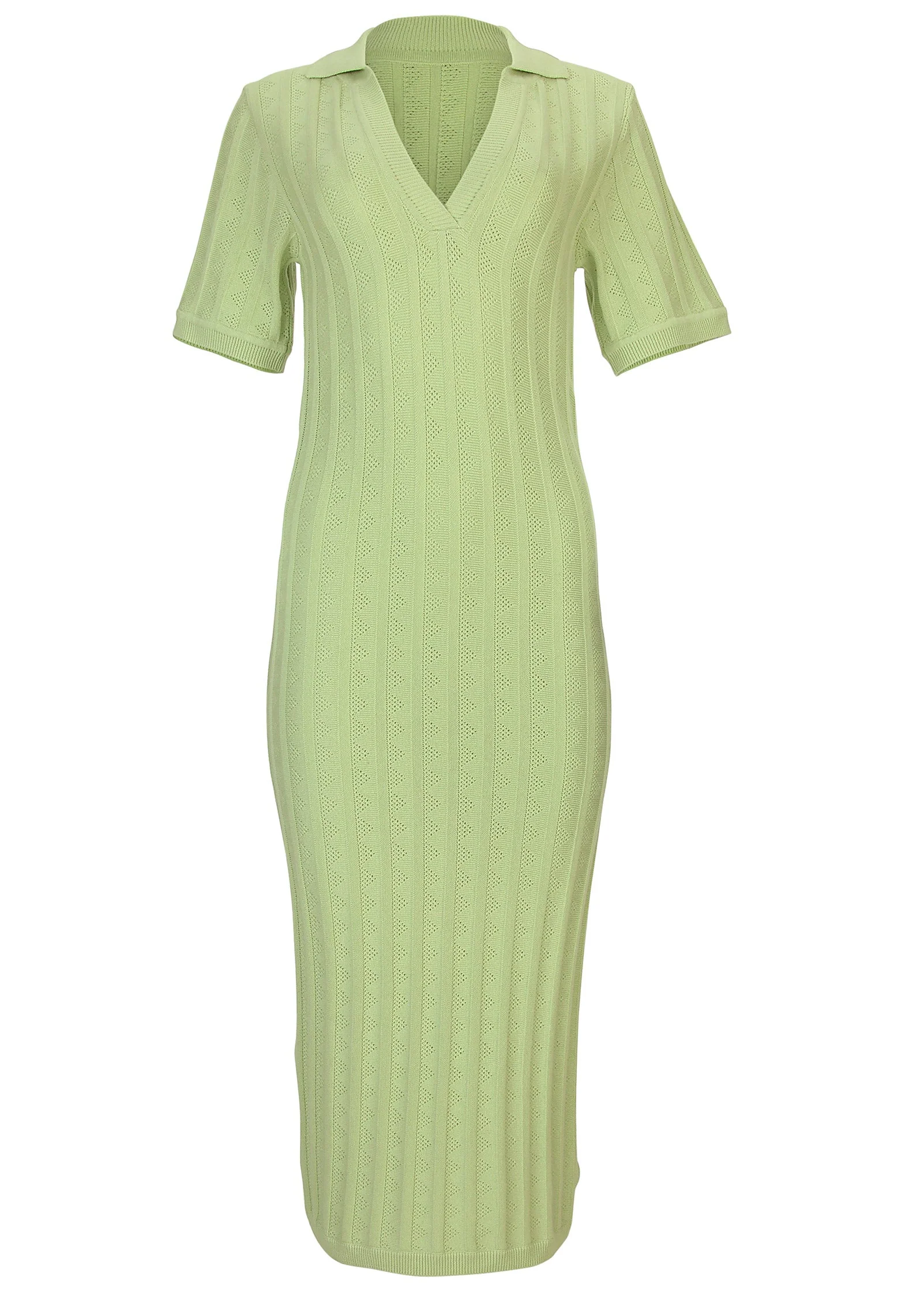 Pointelle Sweater Dress - Mint - Image 4