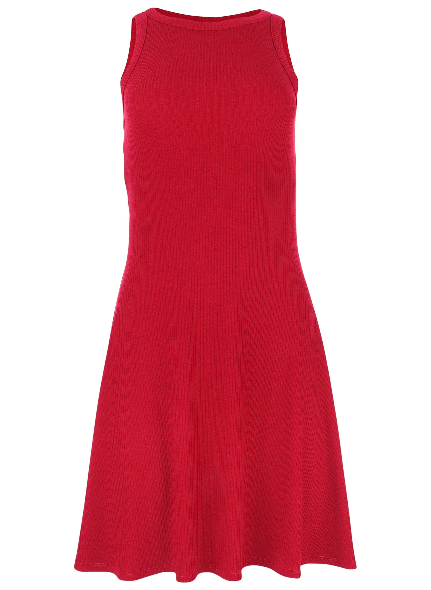 Flexrib Fit And Flare Dress - Red - Image 4