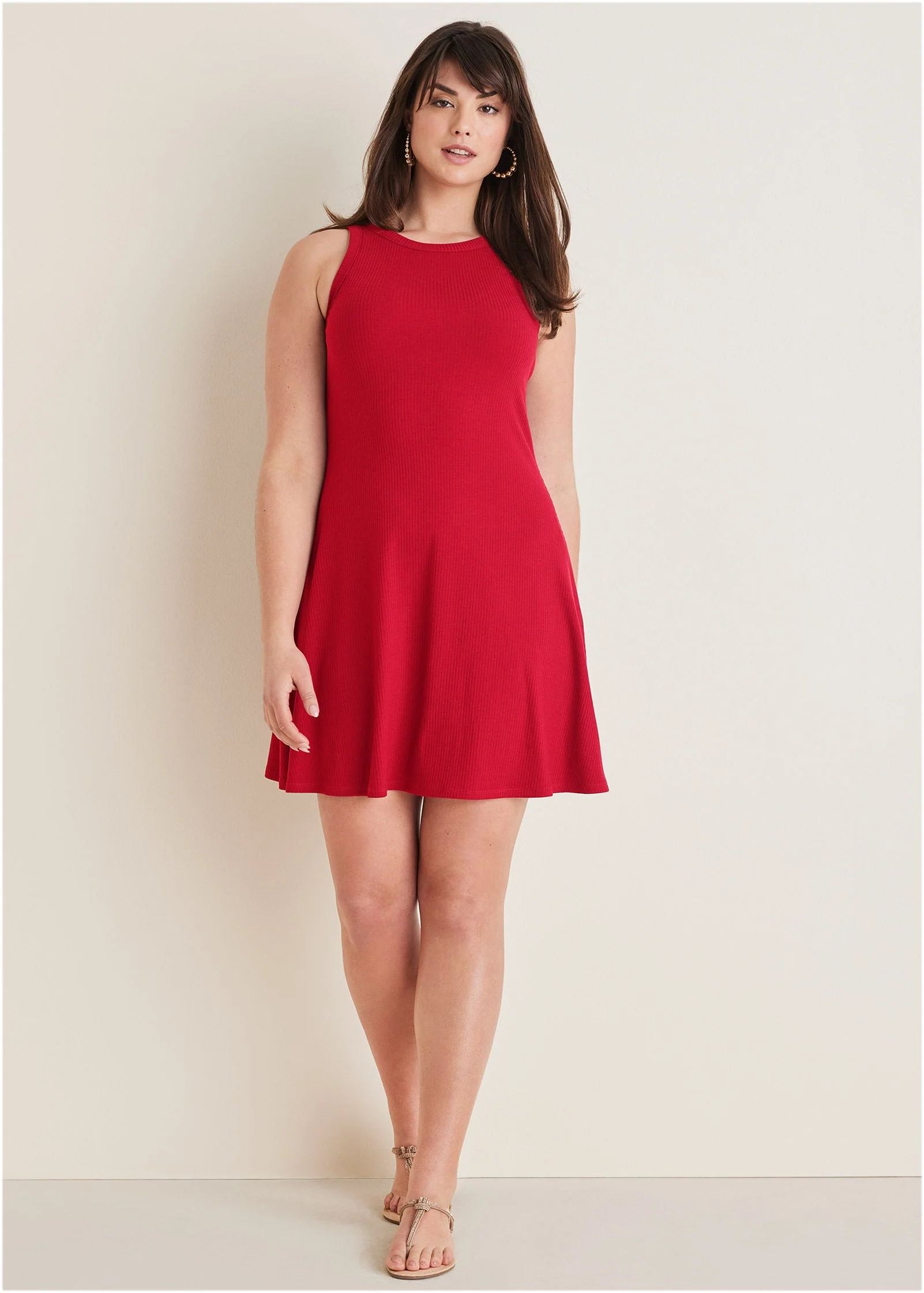 Flexrib Fit And Flare Dress - Red - Image 5