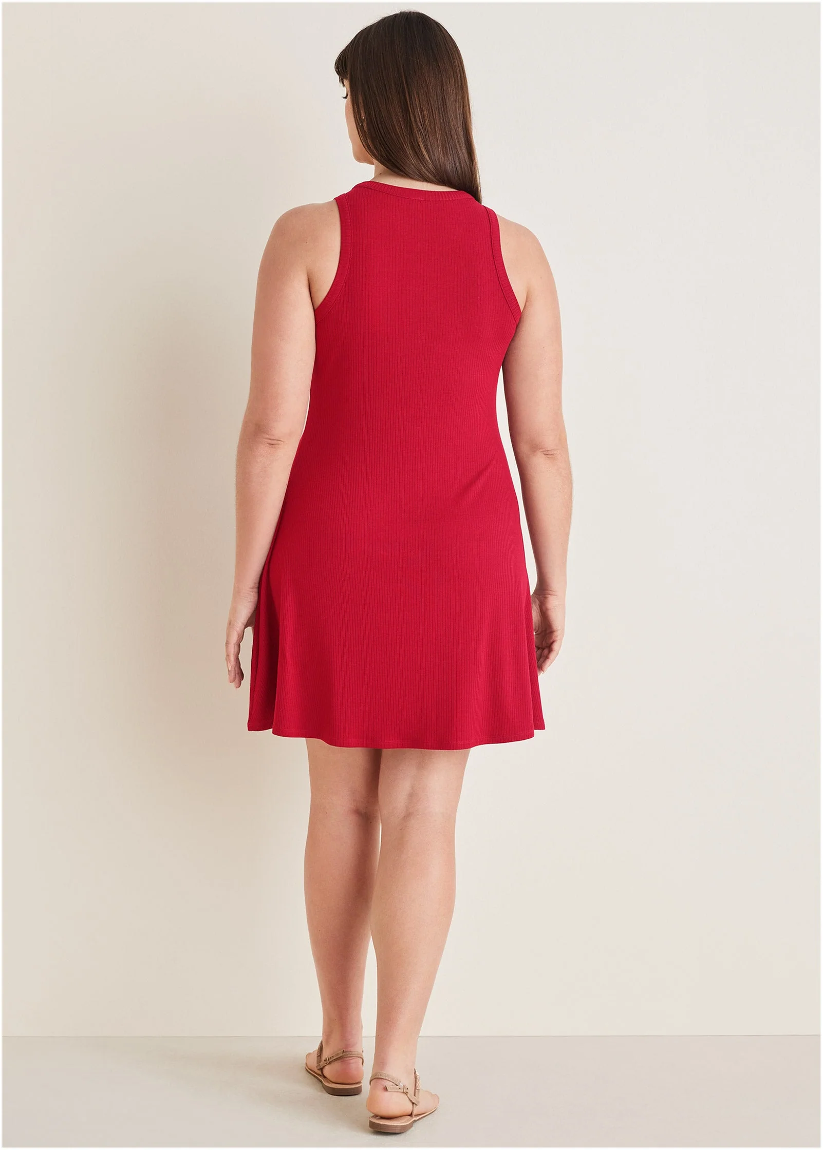 Flexrib Fit And Flare Dress - Red - Image 6