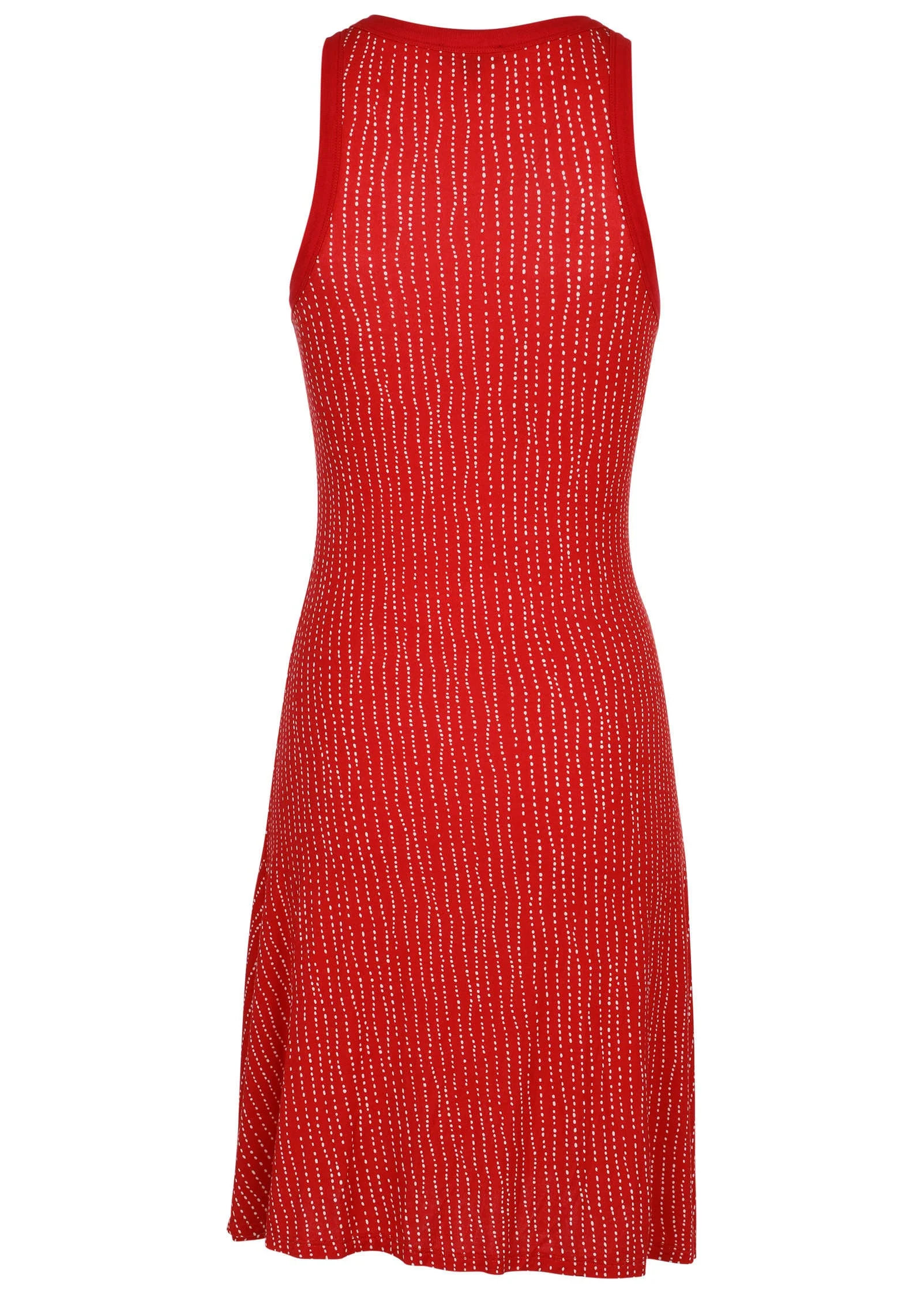 Printed Fit And Flare Dress - Red Dot Stripe - Image 3