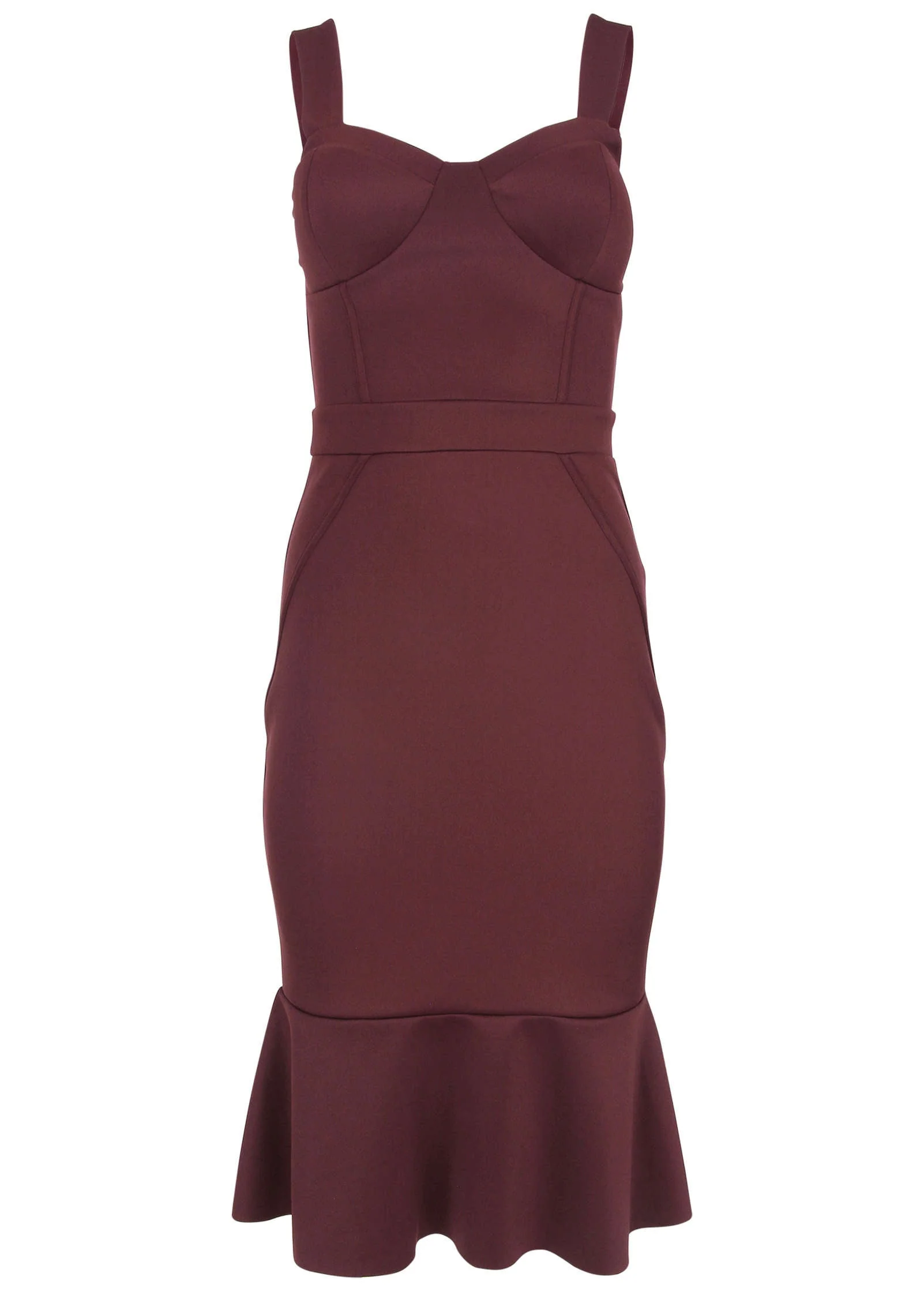 Ruffle Trim Midi Dress - Wine - Image 3