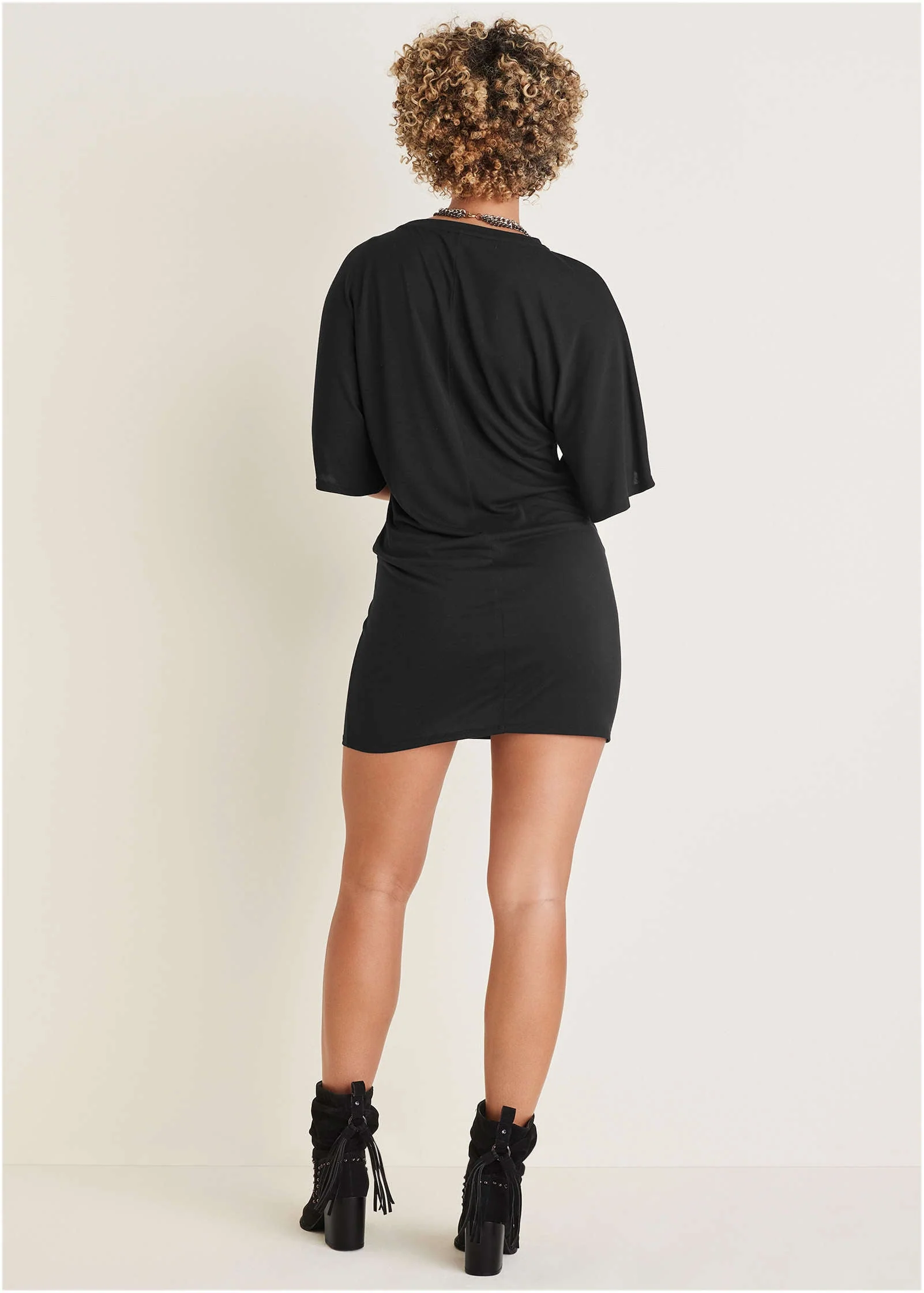 Hip Twist Mini Dress - Jet Black - Image 2