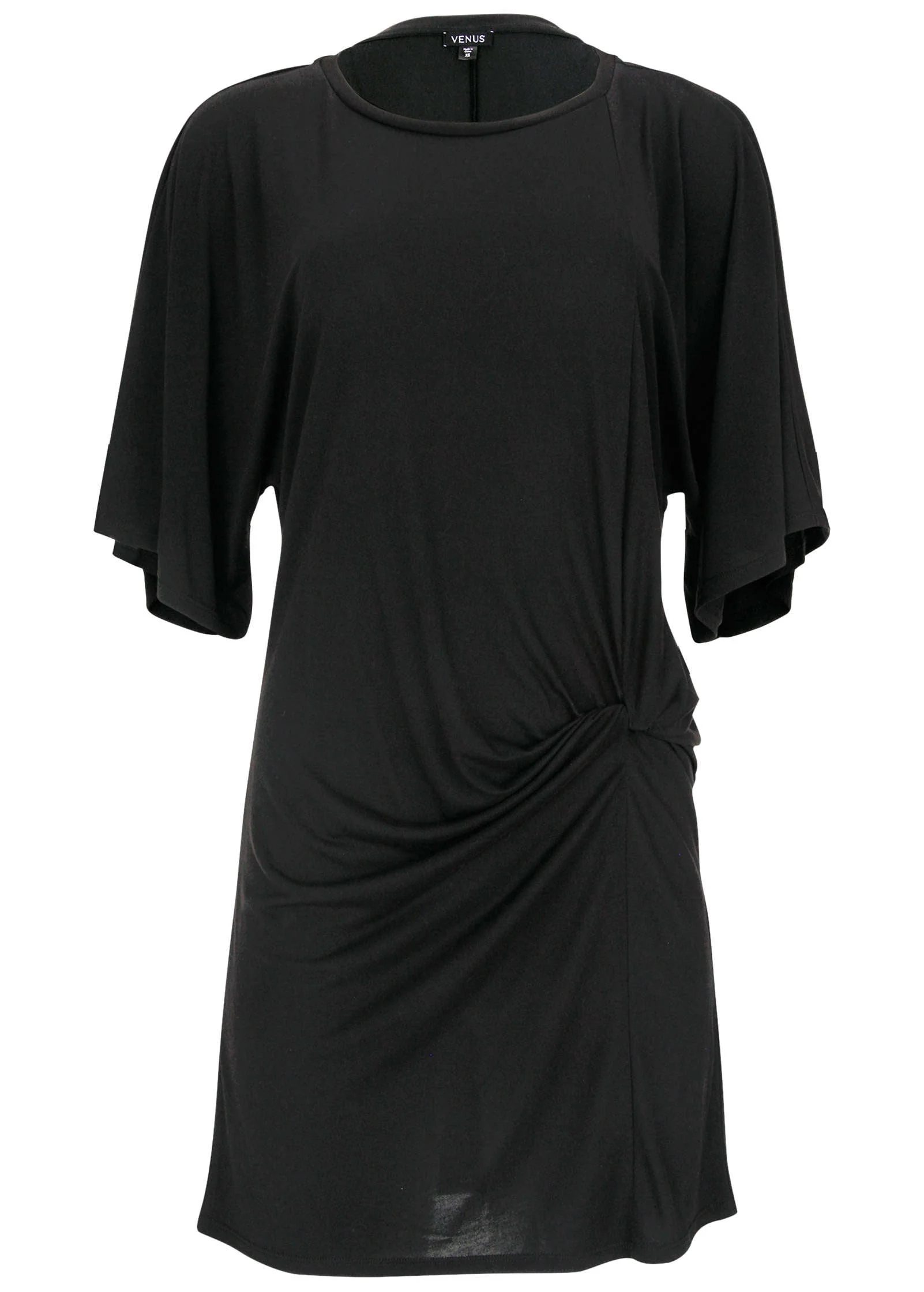 Hip Twist Mini Dress - Jet Black - Image 3