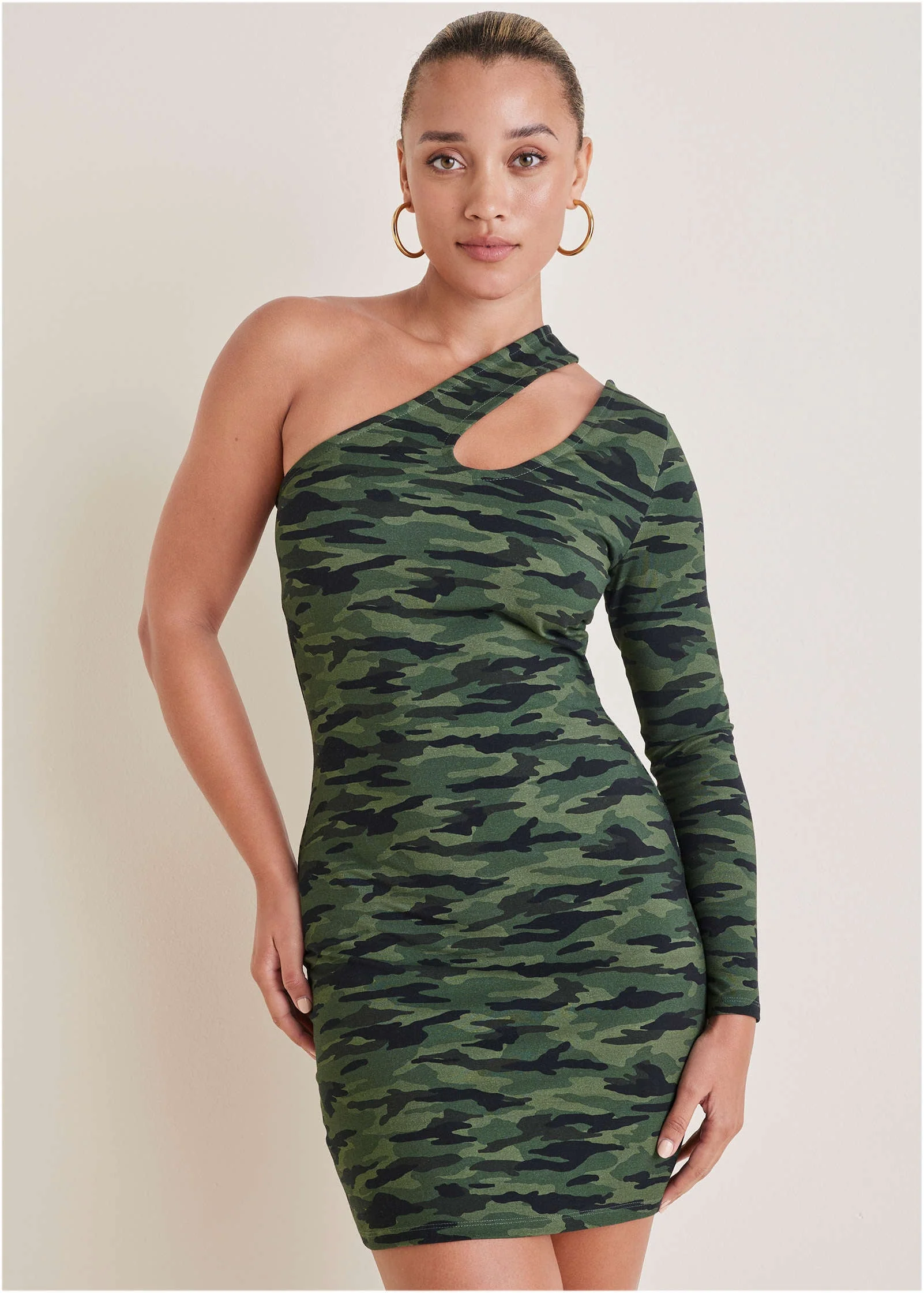 One-Shoulder Cutout Mini Dress - Rebel Camo - Image 3