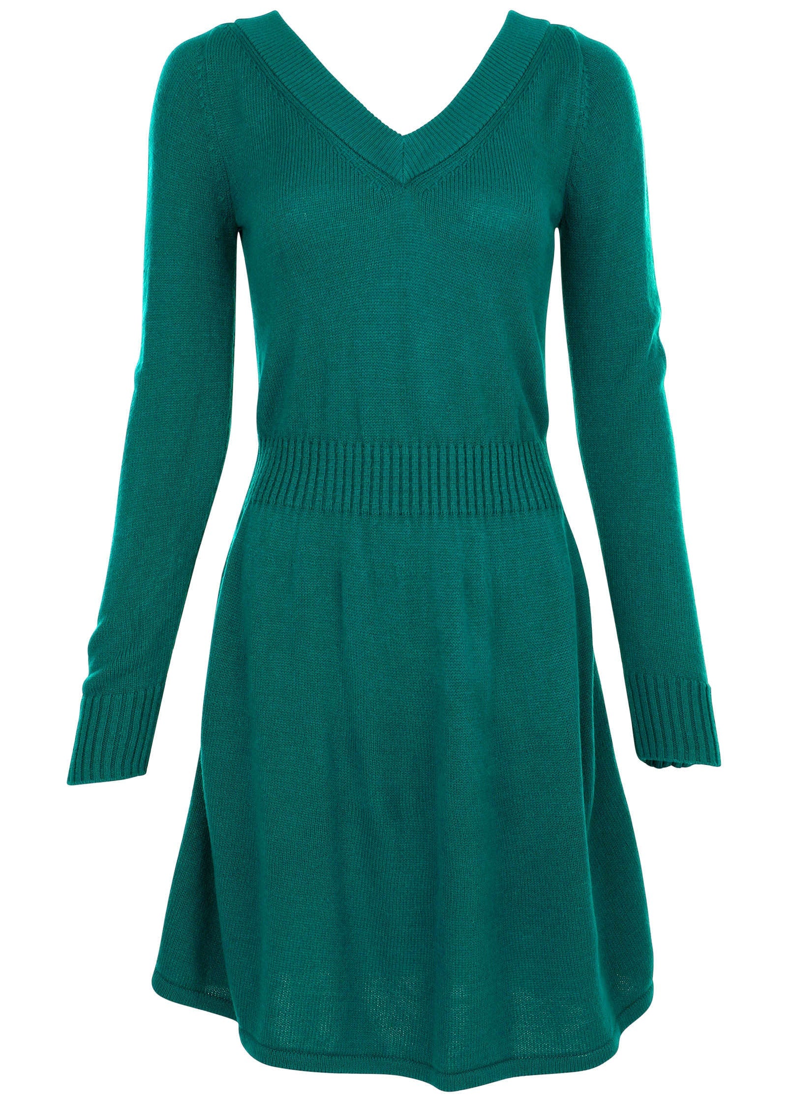 V-Neck Mini Sweater Dress - Deep Lake - Image 4