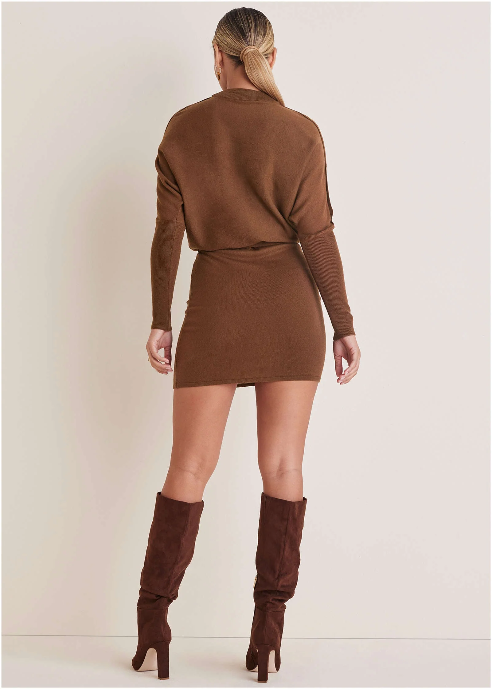 Dolman Sleeve Sweater Dress - Chocolate Fondant - Image 2