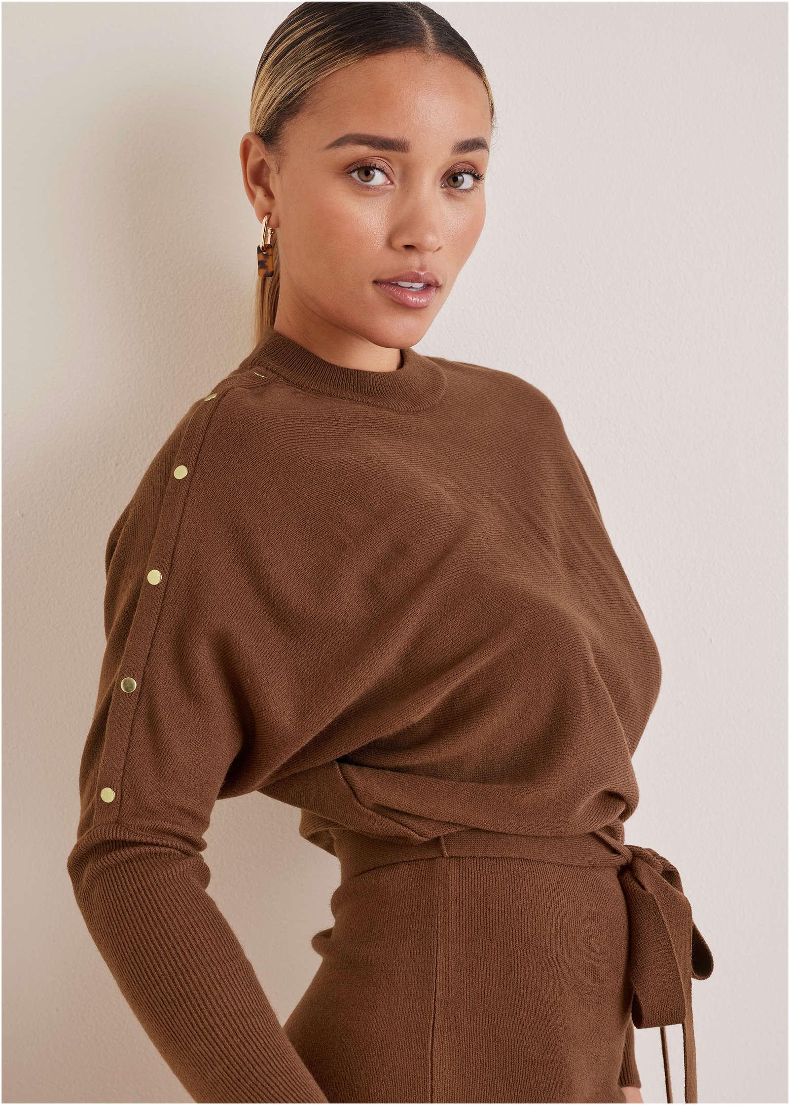 Dolman Sleeve Sweater Dress - Chocolate Fondant - Image 3