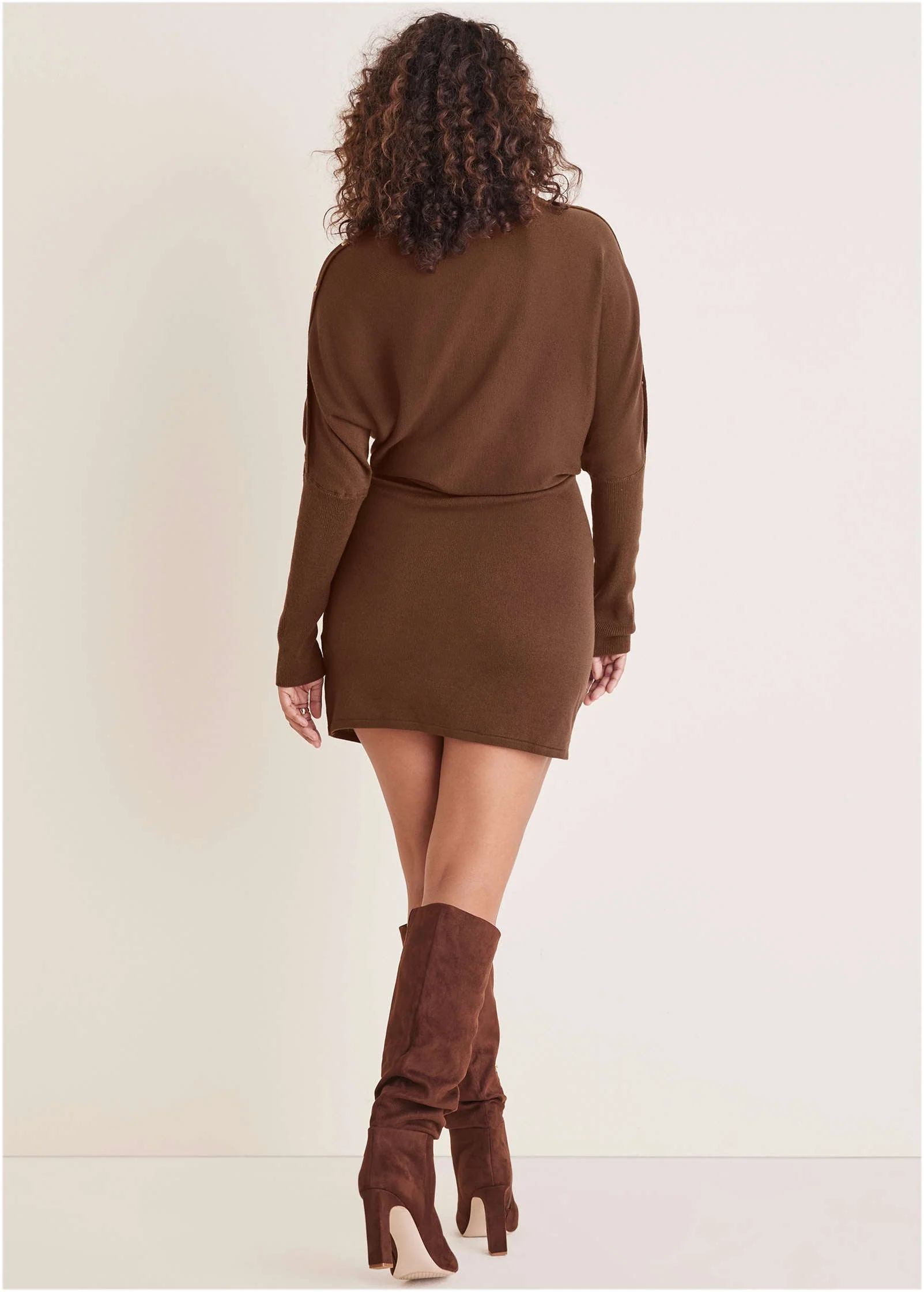 Dolman Sleeve Sweater Dress - Chocolate Fondant - Image 6
