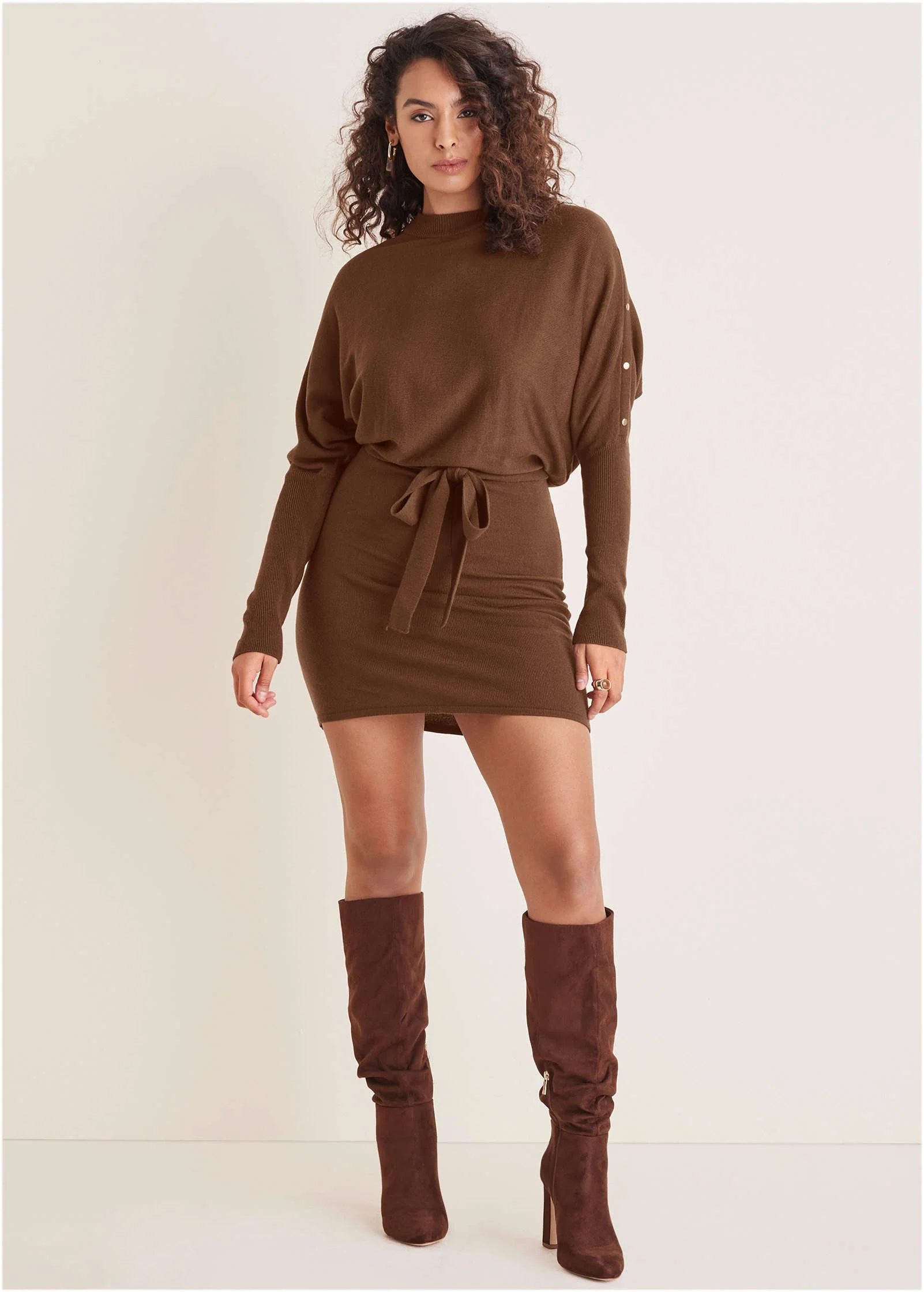 Dolman Sleeve Sweater Dress - Chocolate Fondant - Image 7