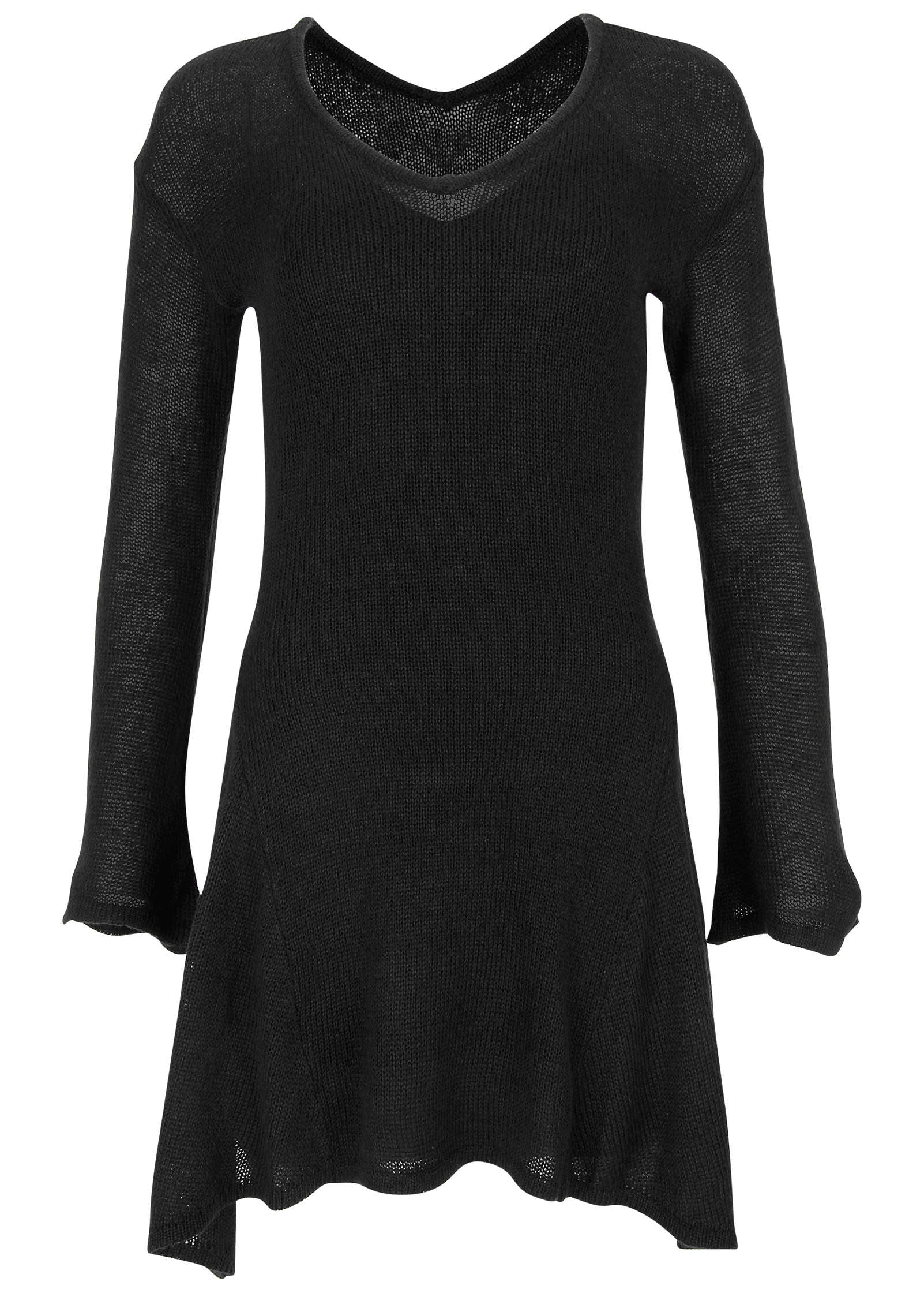 Bell Sleeve Sweater Dress - Jet Black - Image 3