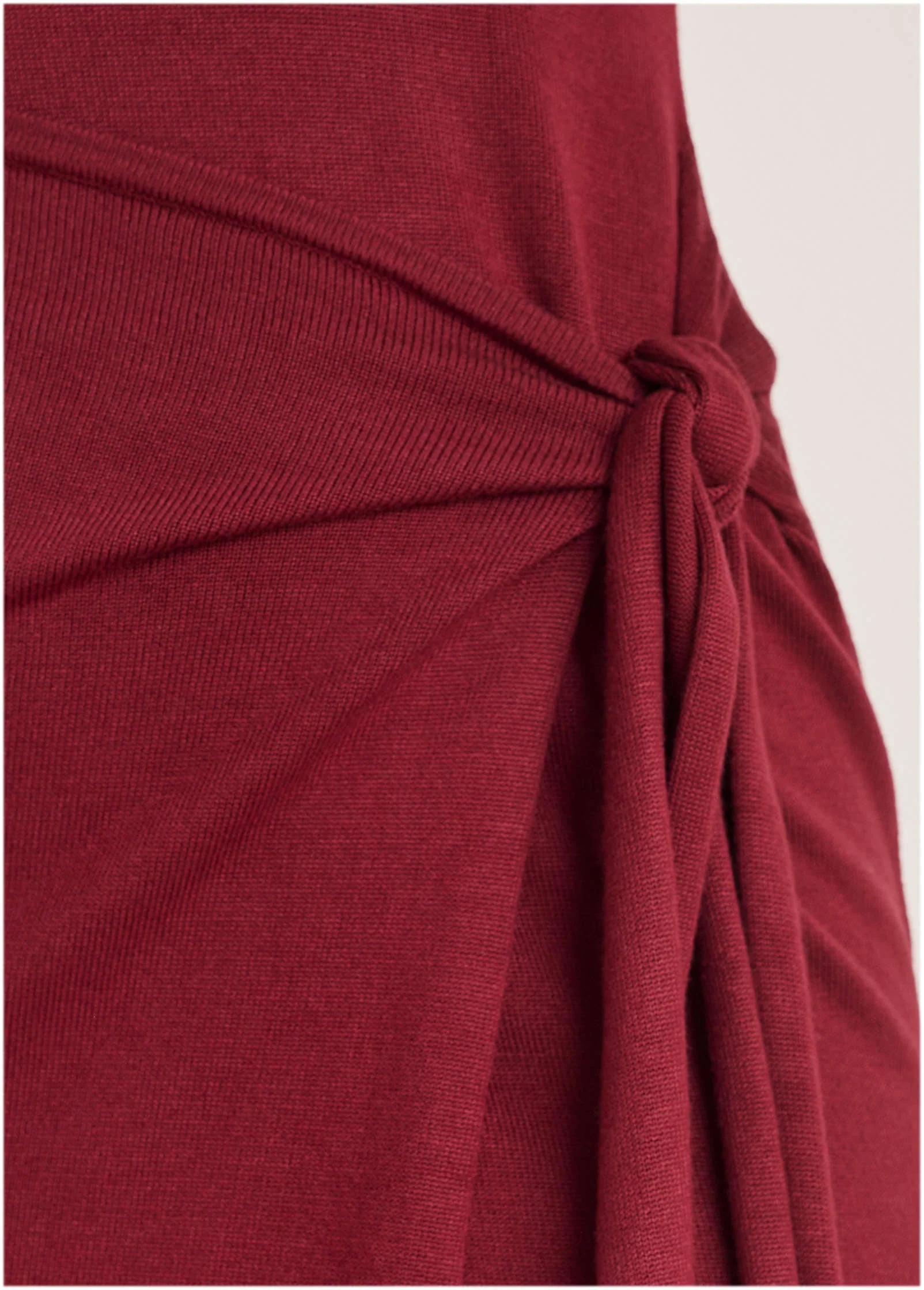 Tie Side Sweater Dress - Wine - Image 3