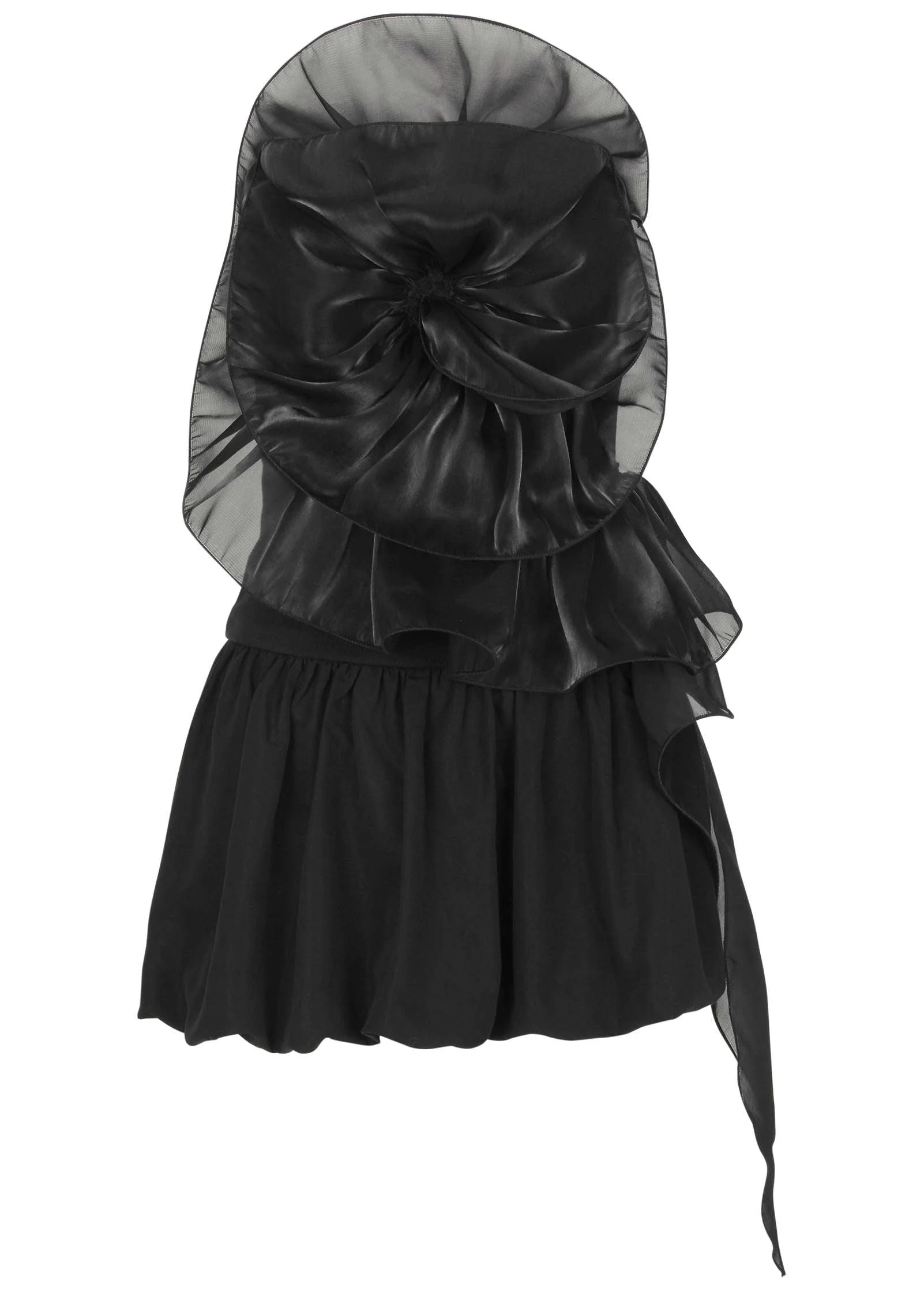 Rosette Bubble Mini Dress - Jet Black - Image 4