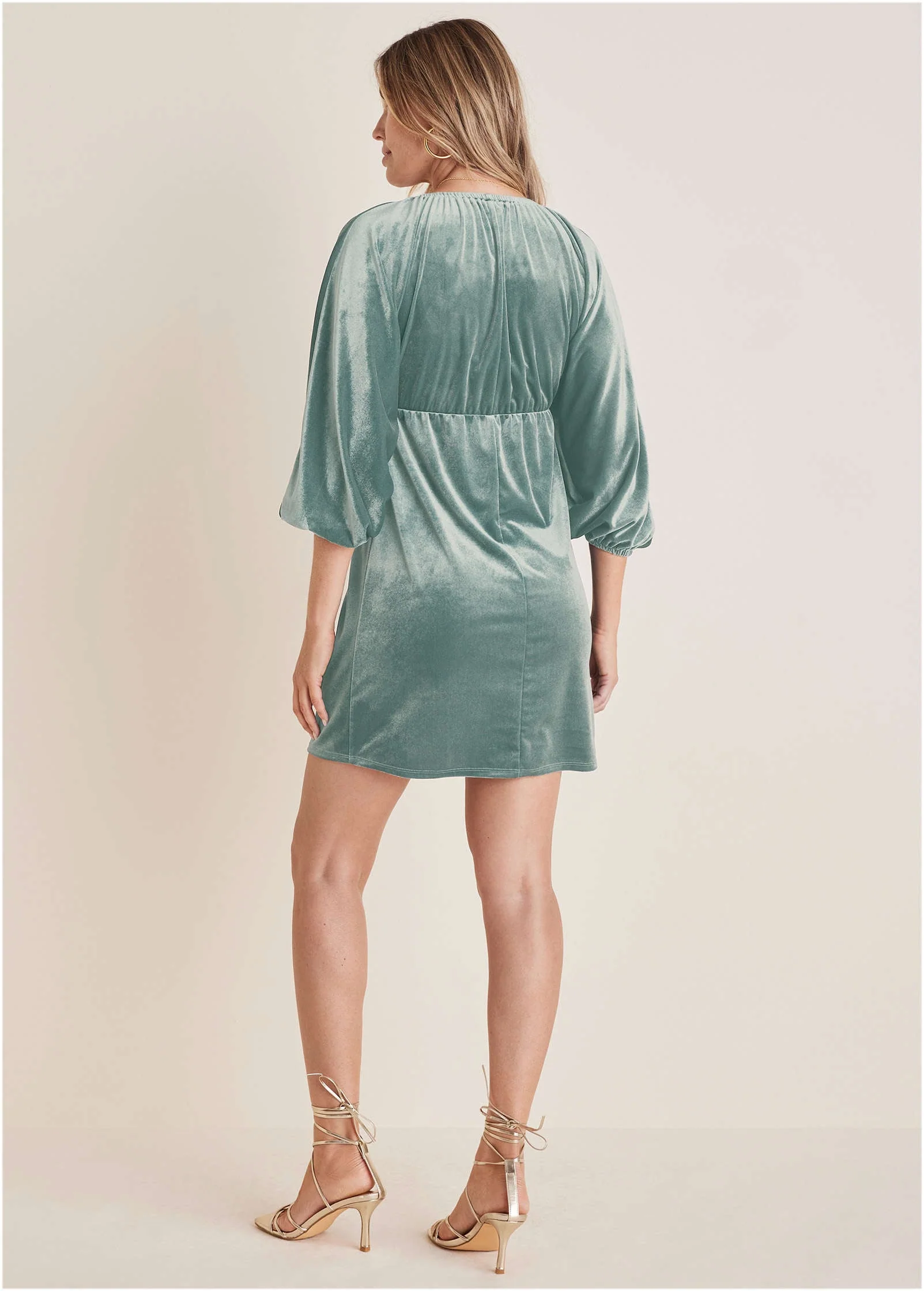 Stretch Velvet V-Neck Mini - Tourmaline - Image 2