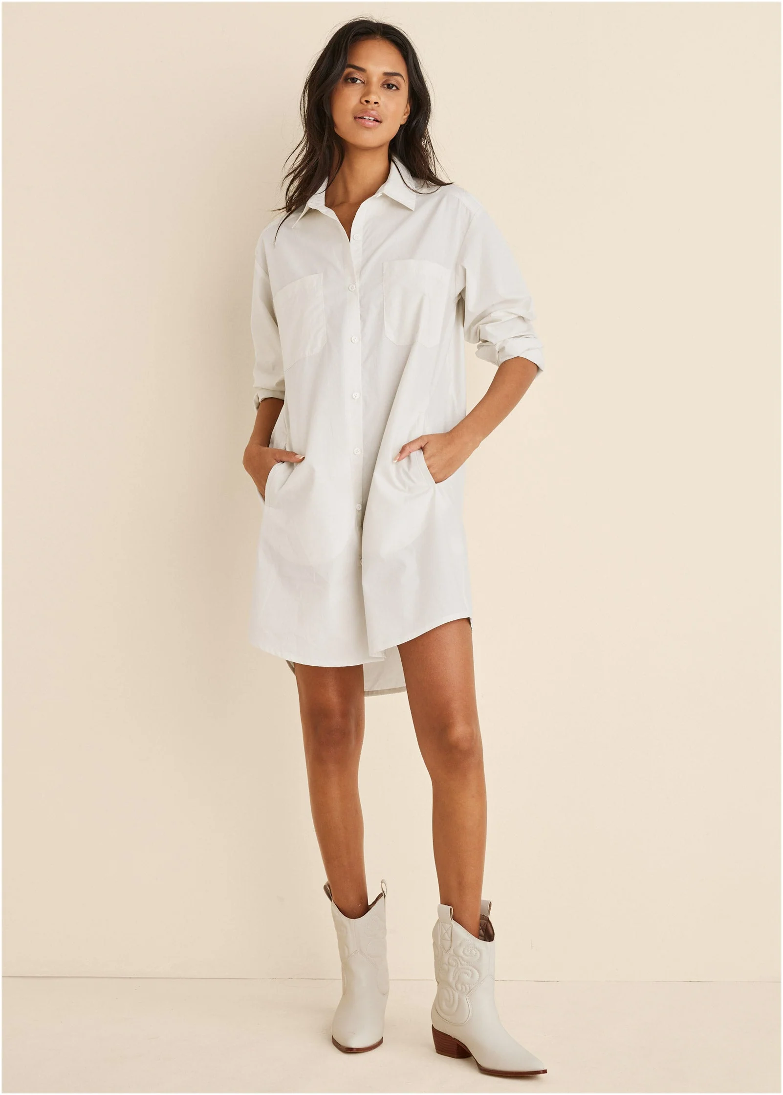 Shirt Dress - Cloud Dancer