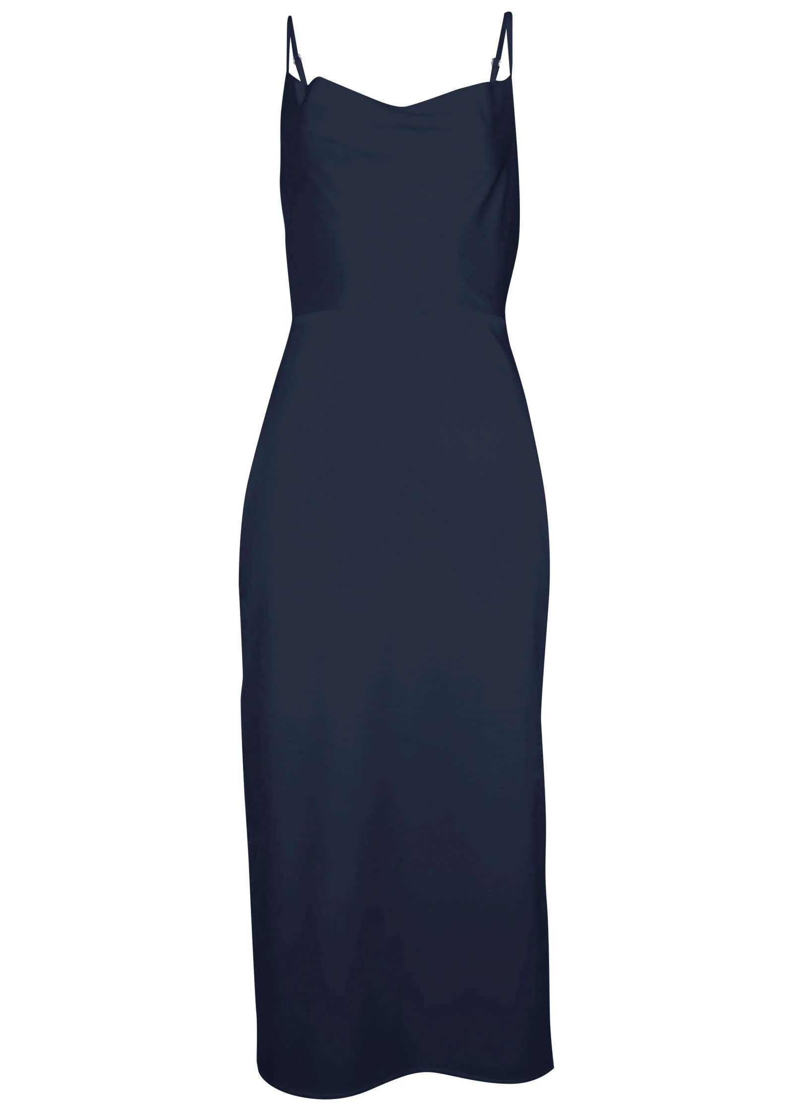 Cowl Neck Slip Dress - Navy - Image 4