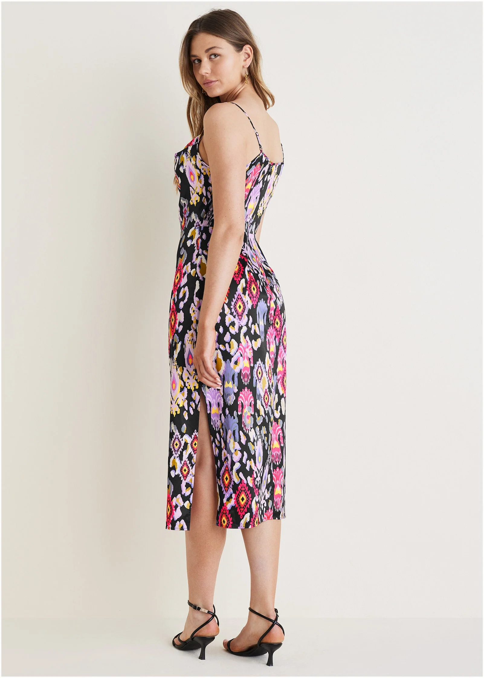 Cowl Neck Slip Dress - Desert Ikat Black - Image 2