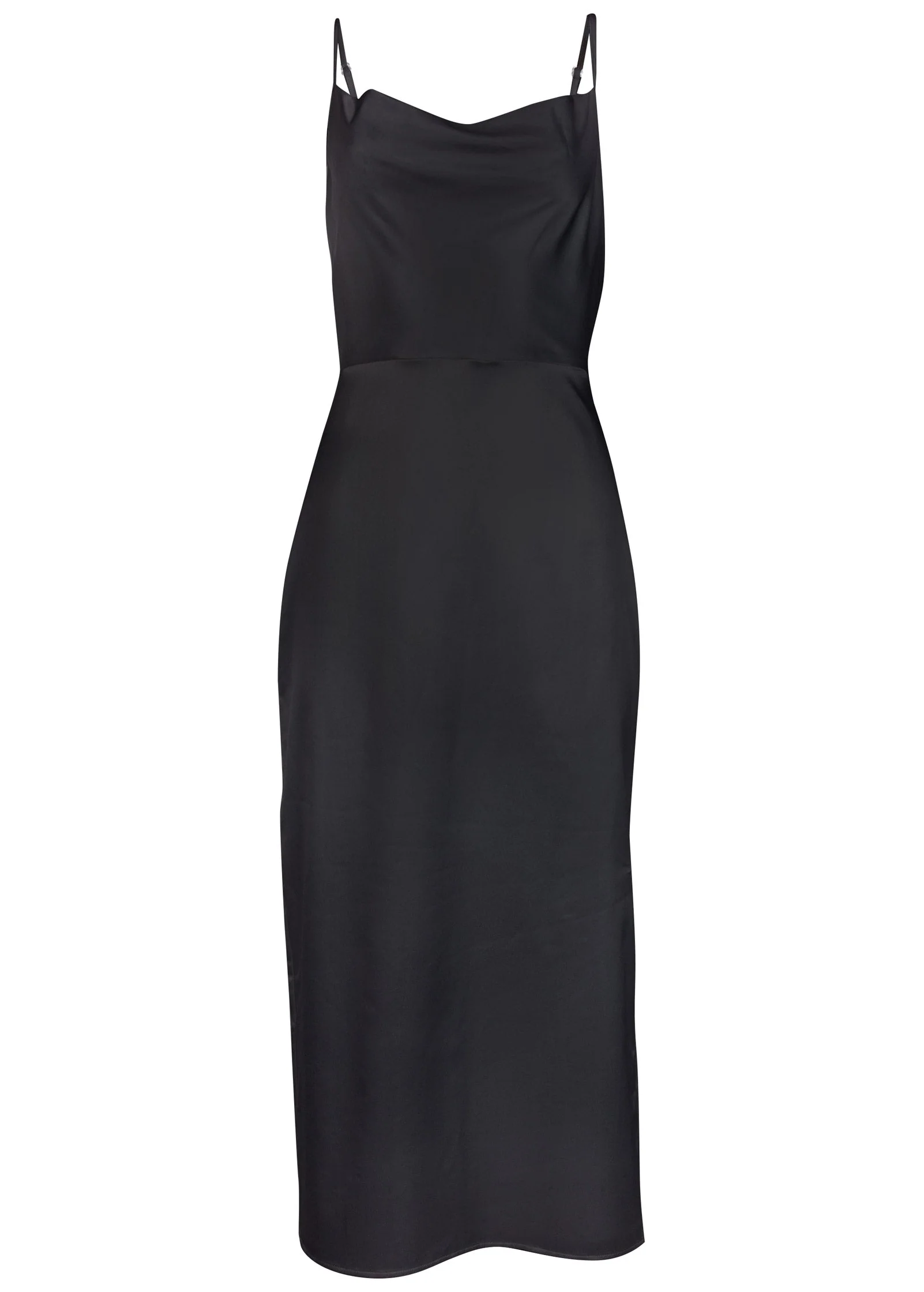 Cowl Neck Slip Dress - Jet Black - Image 3