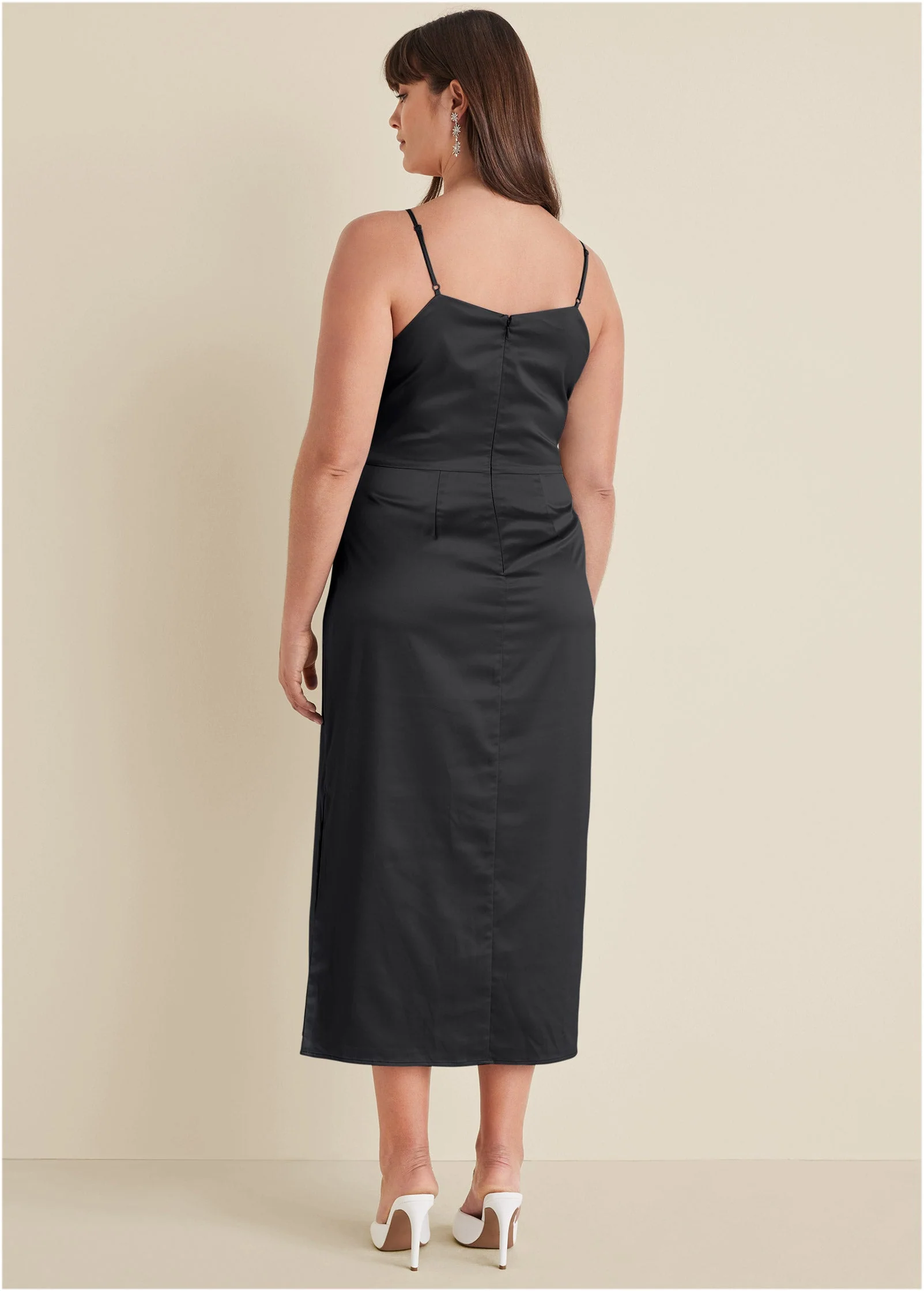 Cowl Neck Slip Dress - Jet Black - Image 6
