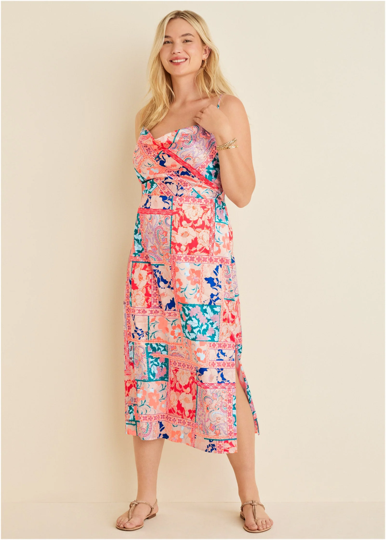 Cowl Neck Slip Dress - Venetian Patchwork - Image 6
