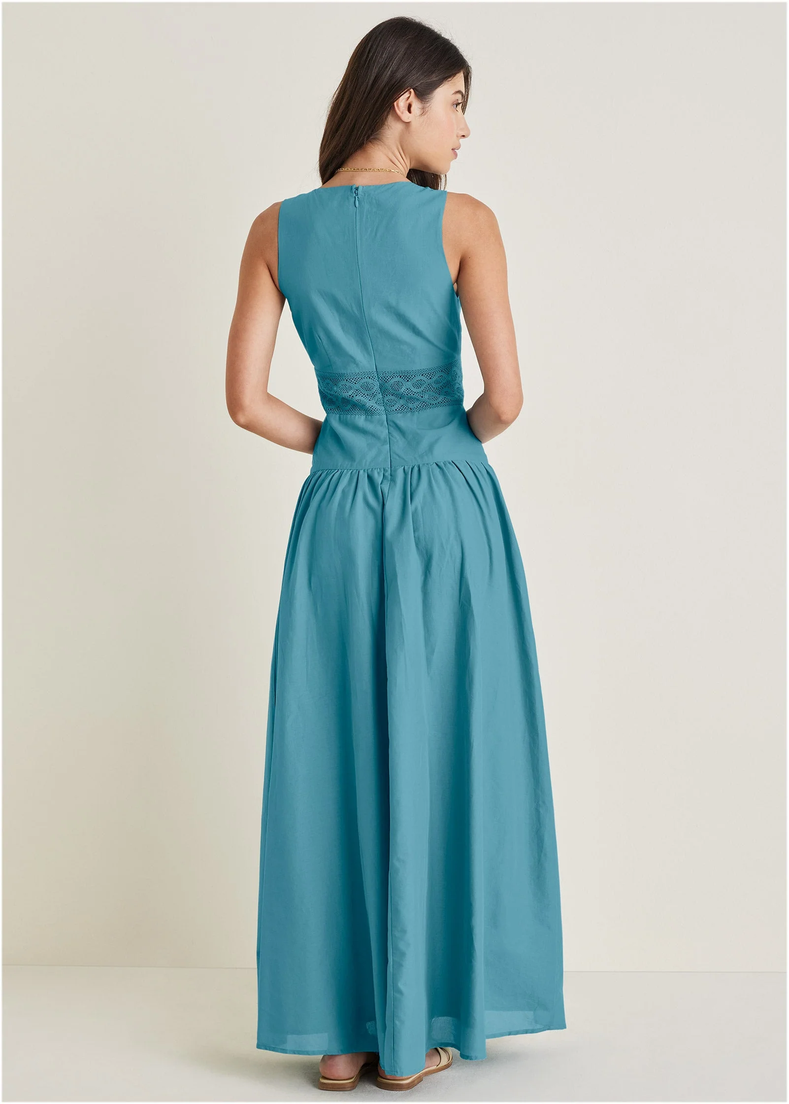Lace Detail Drop Waist Maxi - Blue - Image 2