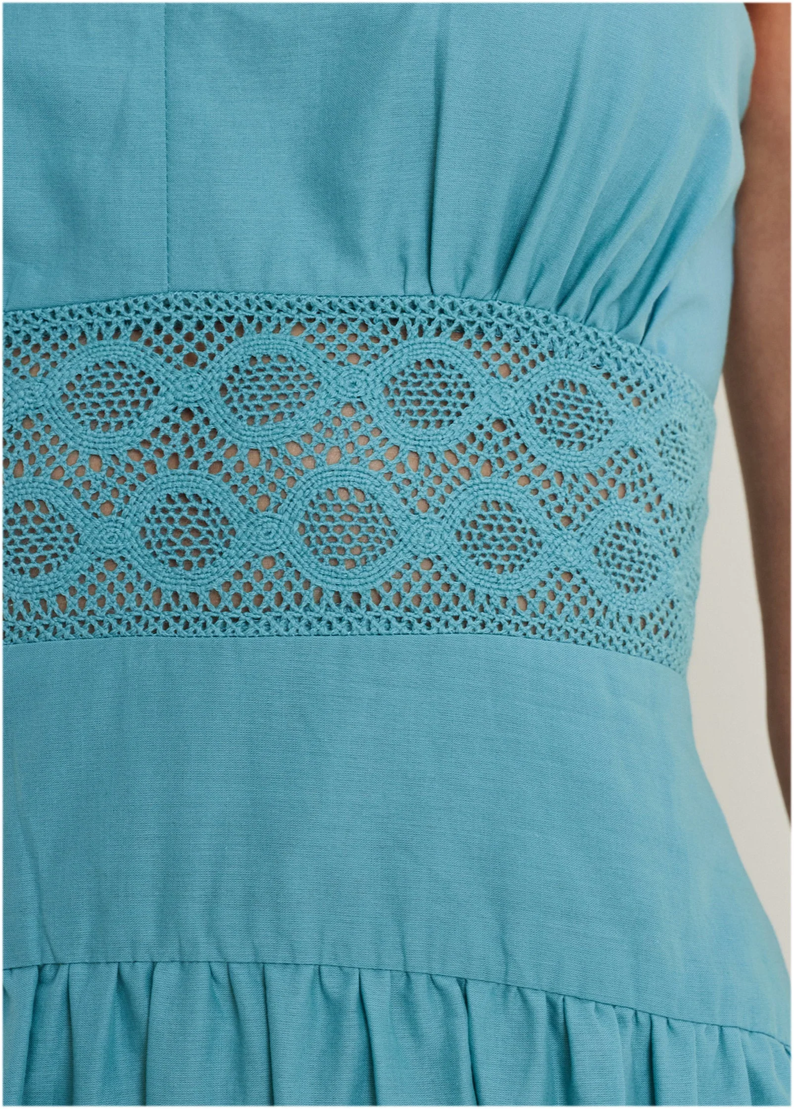 Lace Detail Drop Waist Maxi - Blue - Image 3
