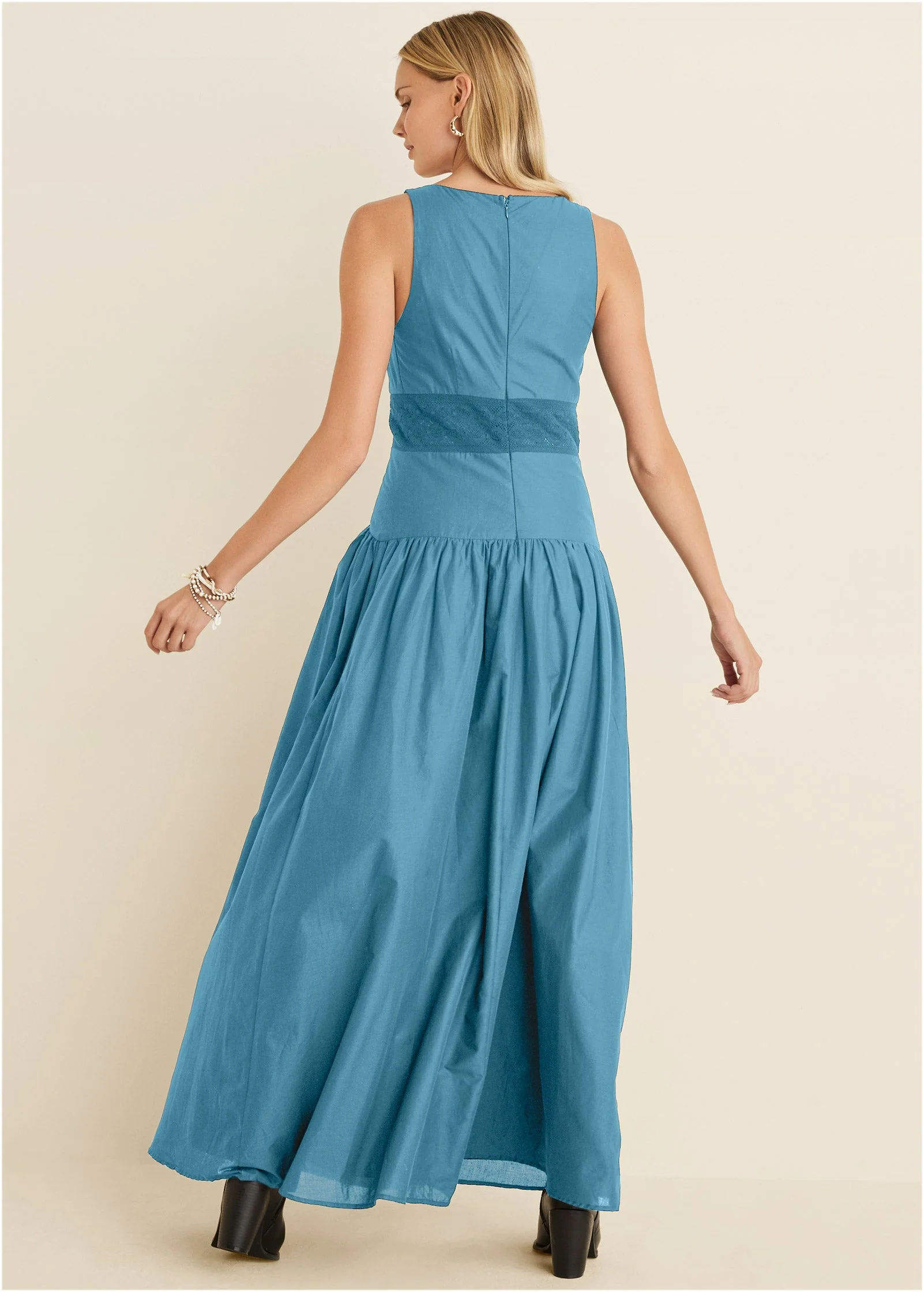 Lace Detail Drop Waist Maxi - Blue - Image 6