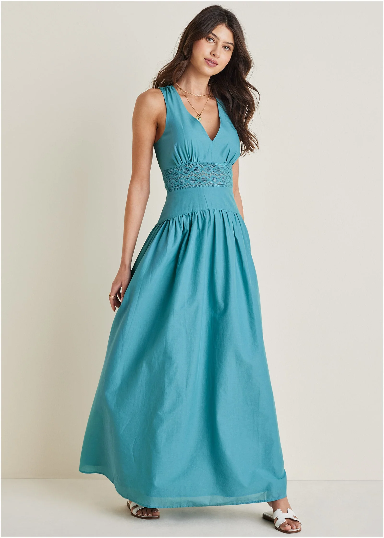 Lace Detail Drop Waist Maxi - Blue - Image 8