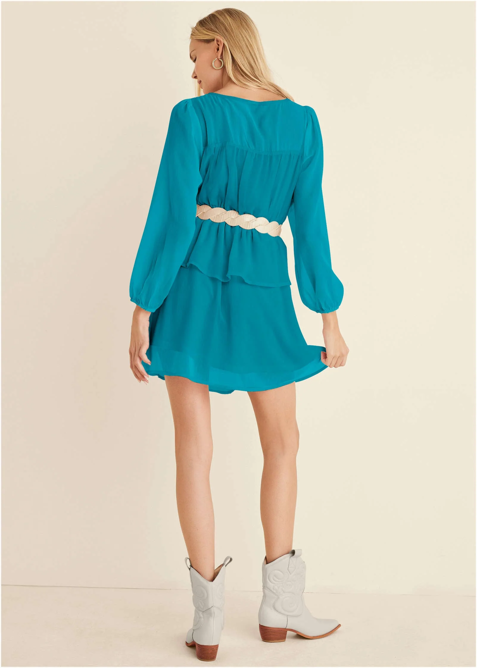 Sheer Beauty Mini Dress - Teal - Image 2