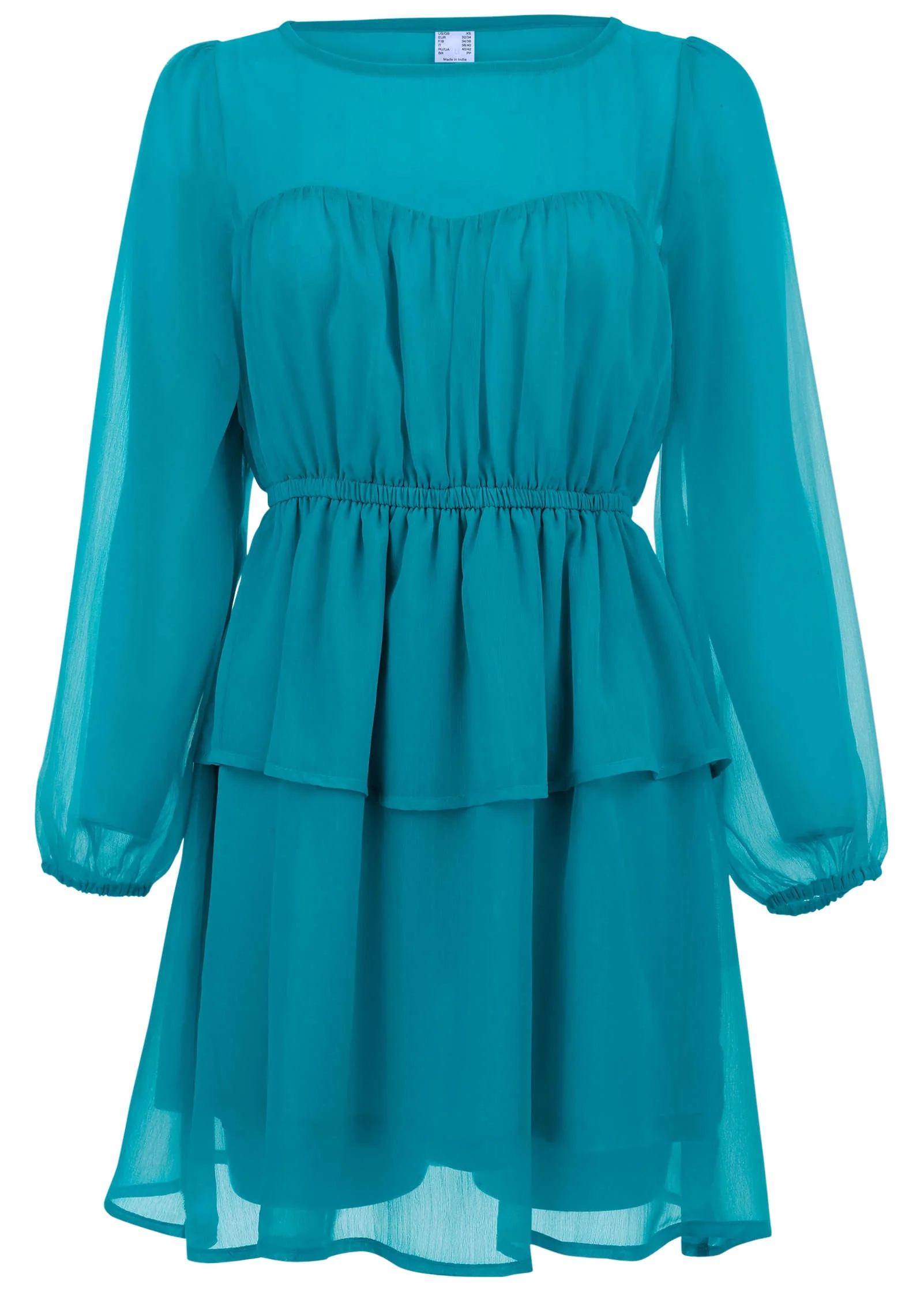 Sheer Beauty Mini Dress - Teal - Image 3