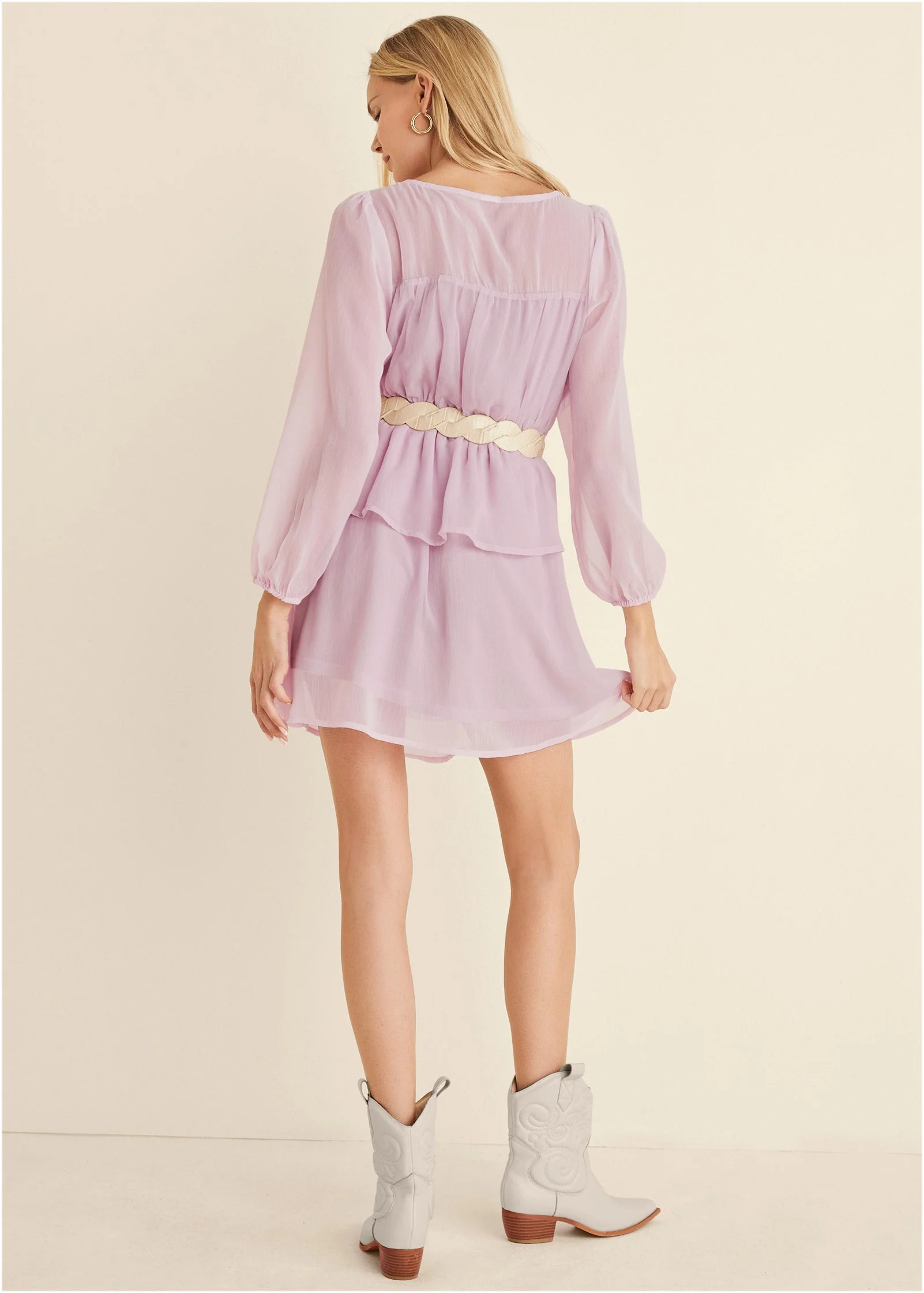 Sheer Beauty Mini Dress - Lilac - Image 2