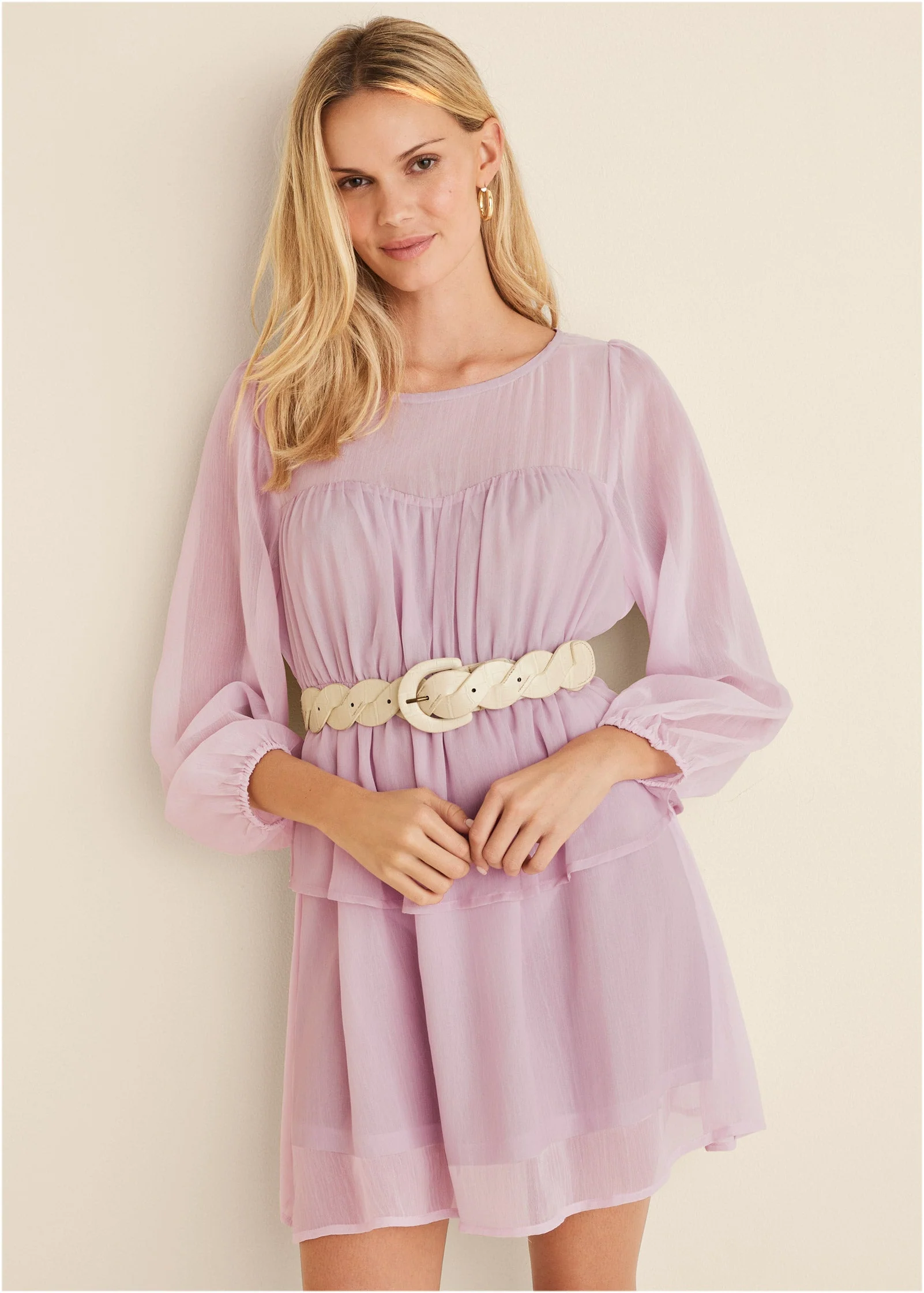 Sheer Beauty Mini Dress - Lilac - Image 7