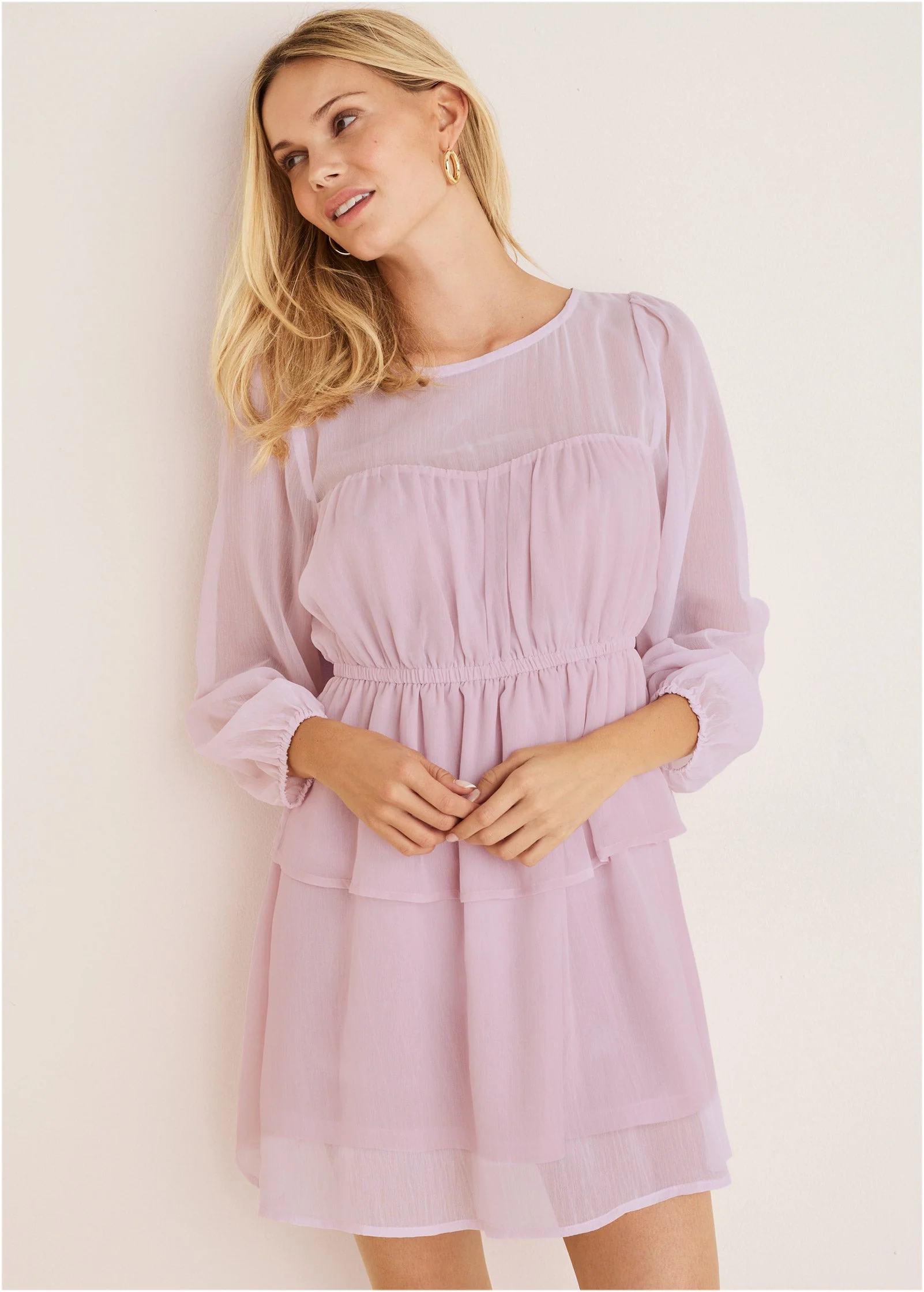 Sheer Beauty Mini Dress - Lilac - Image 8