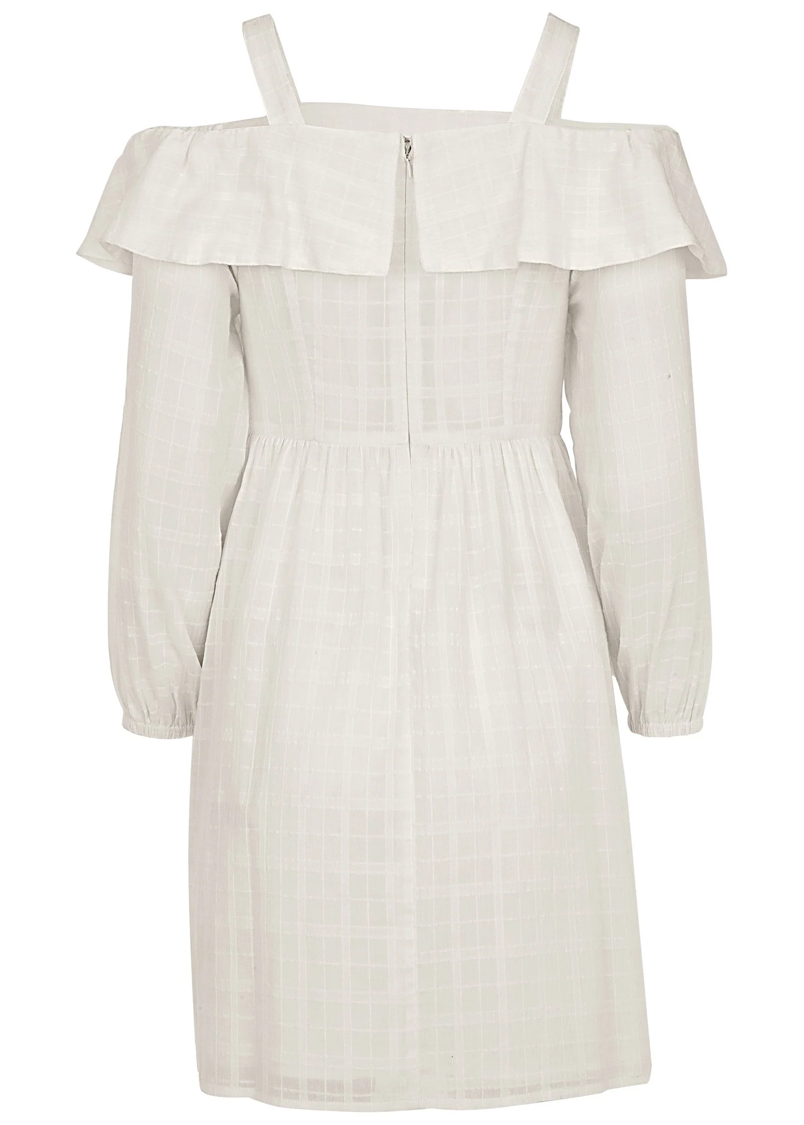 Cotton Dobby Off Shoulder Mini Dress  - Cloud Dancer - Image 5