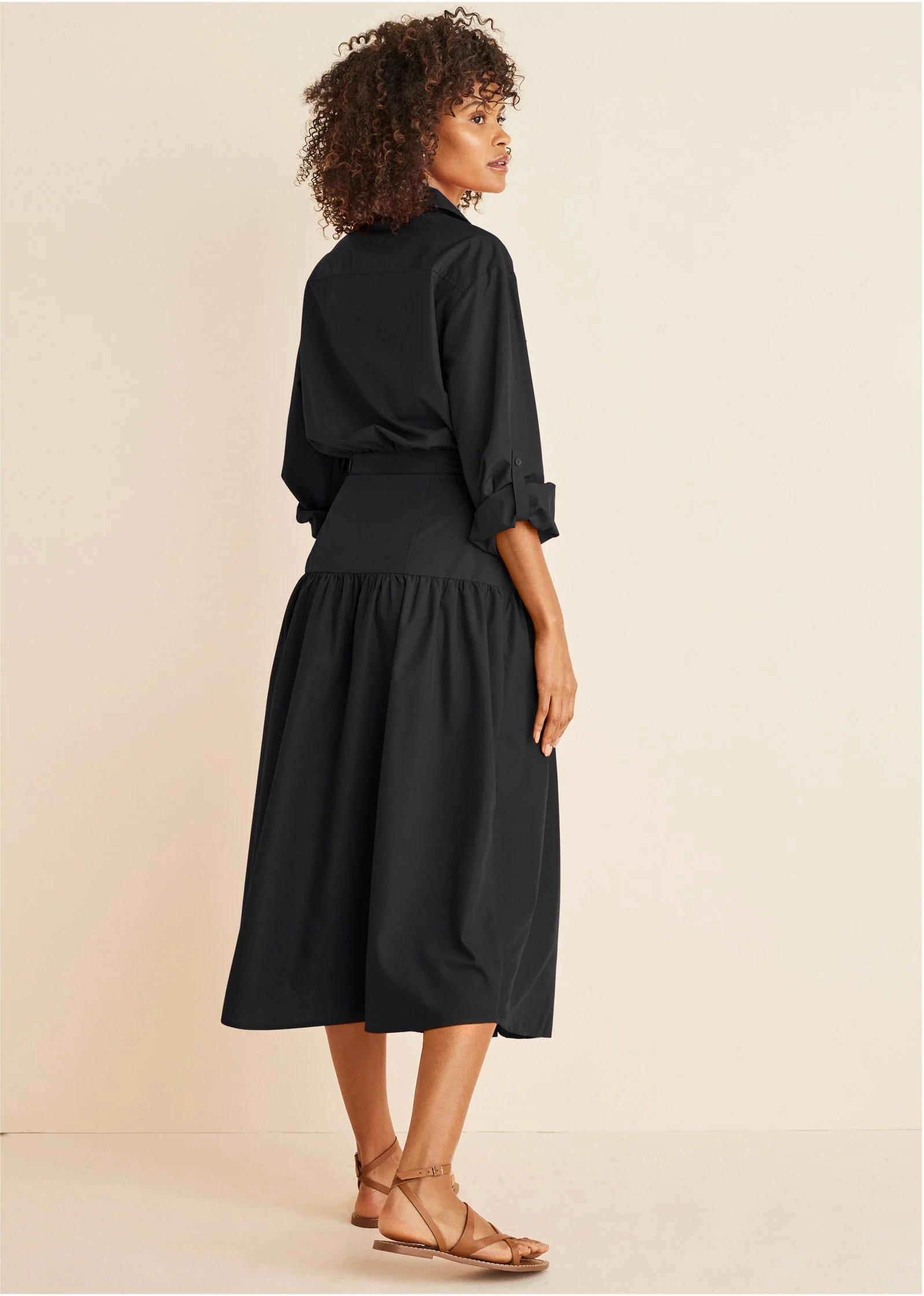 Collared Midi Dress - Jet Black - Image 2