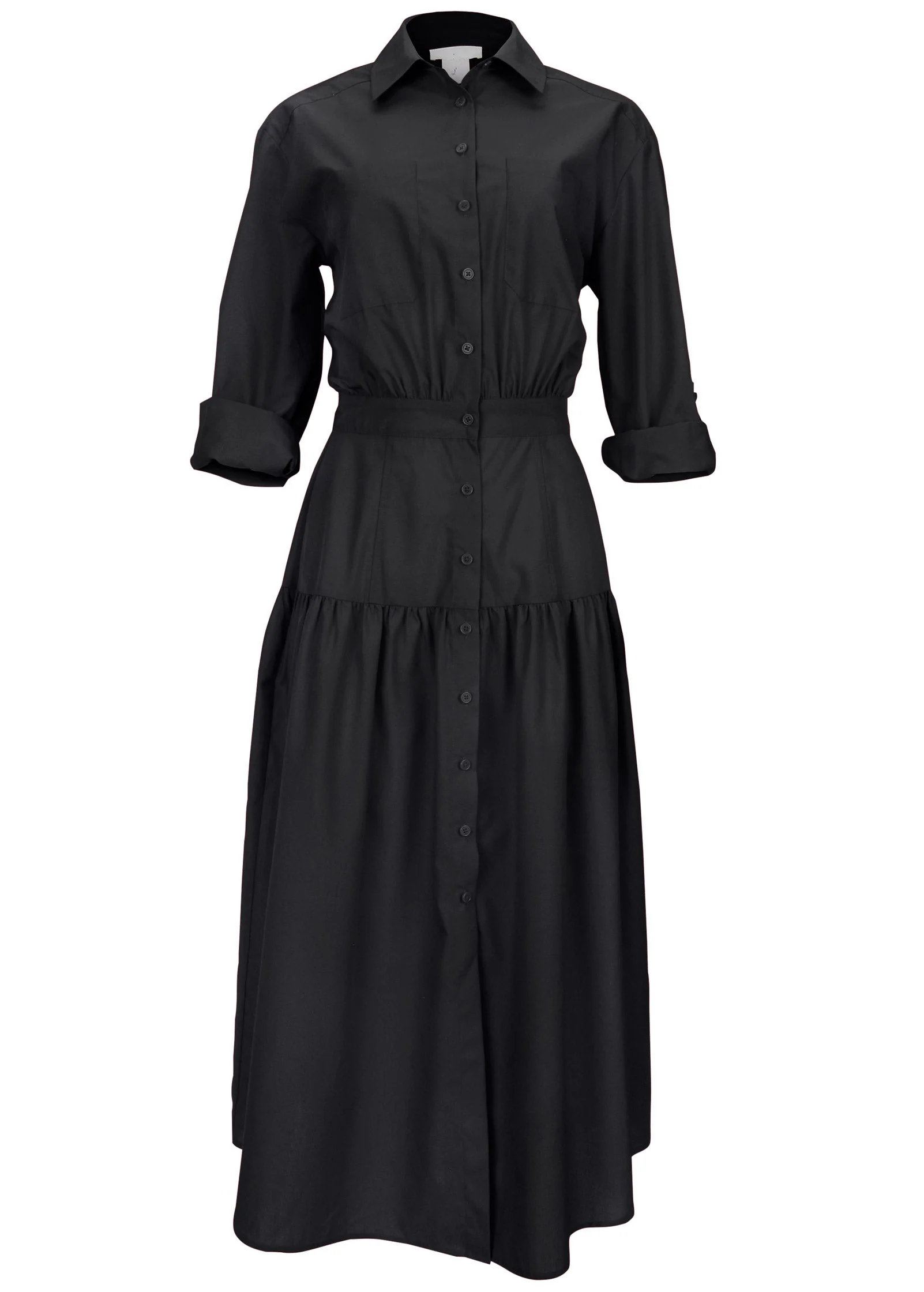Collared Midi Dress - Jet Black - Image 5
