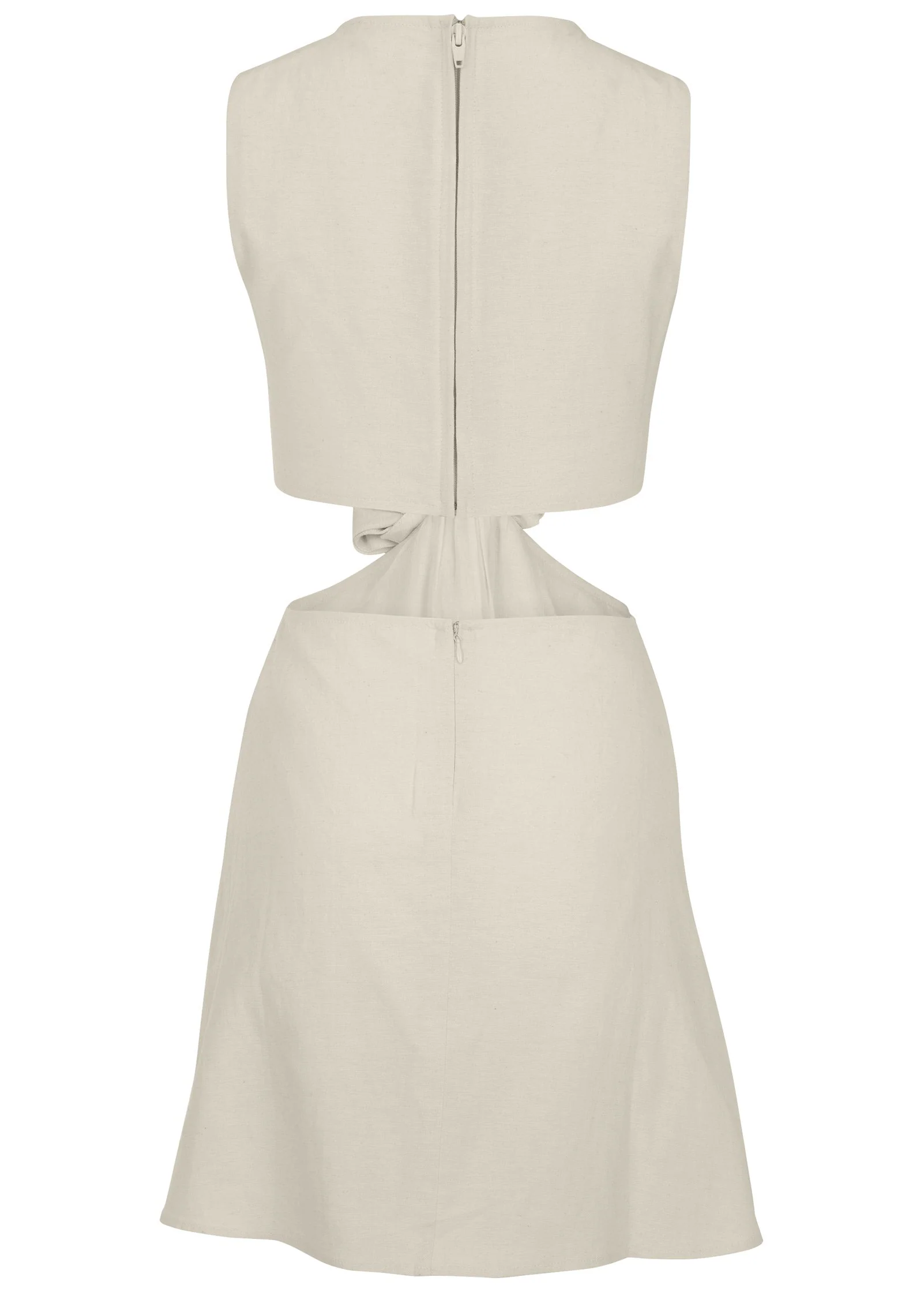 Linen Cutout Mini Dress - Cream - Image 6