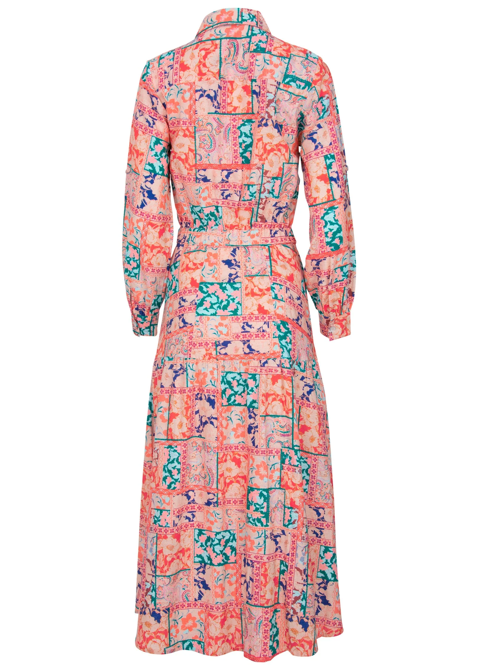 Cotton Linen Shirt Midi Dress - Venetian Patchwork - Image 4