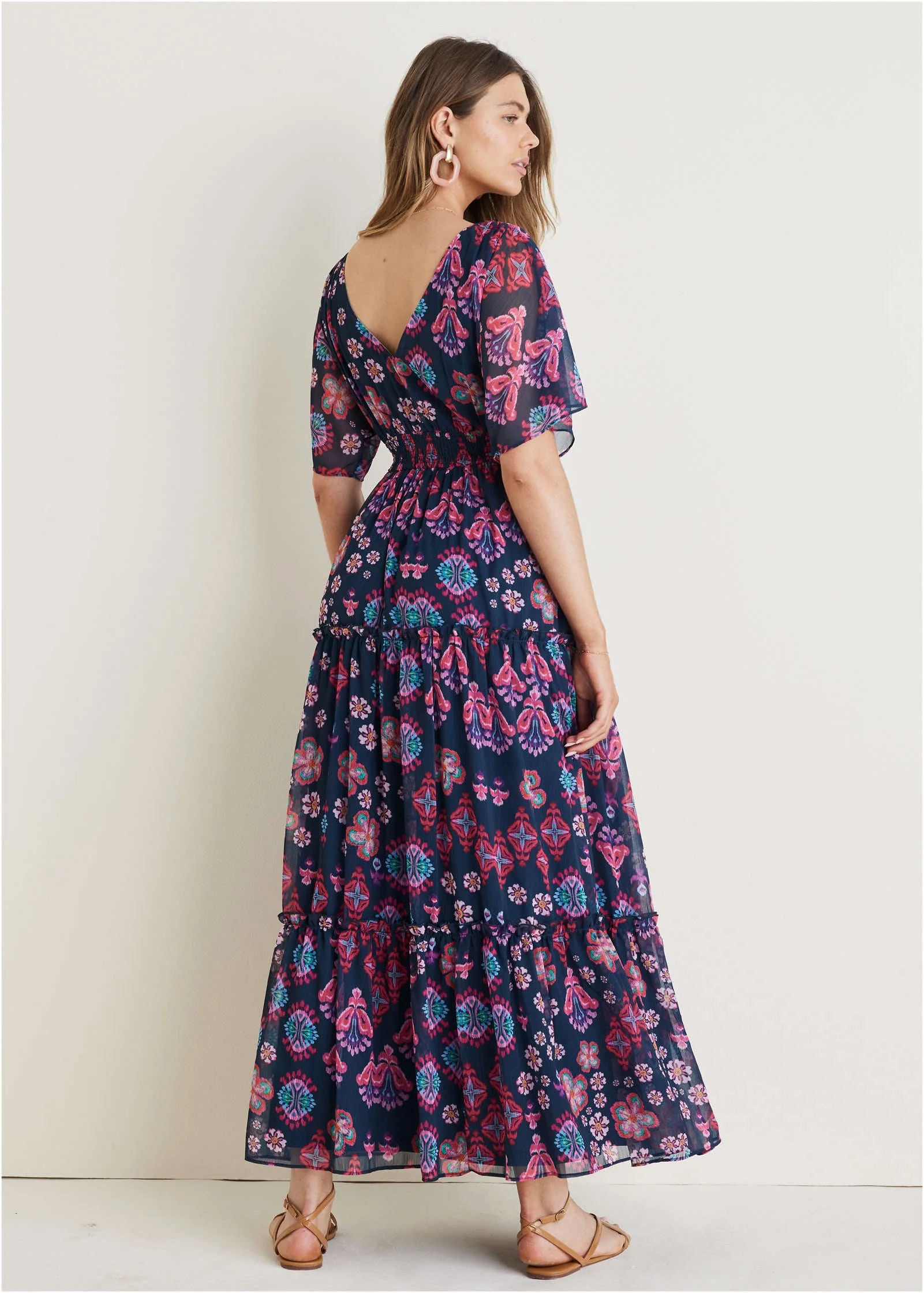 Flutter Sleeve Maxi Dress - Modern Folk Floral - Image 2