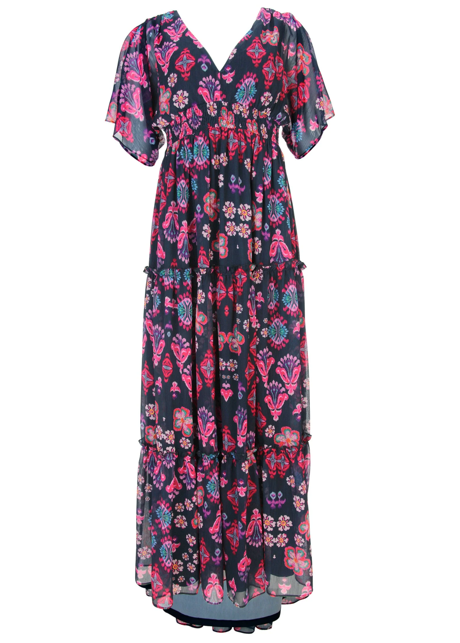 Flutter Sleeve Maxi Dress - Modern Folk Floral - Image 3