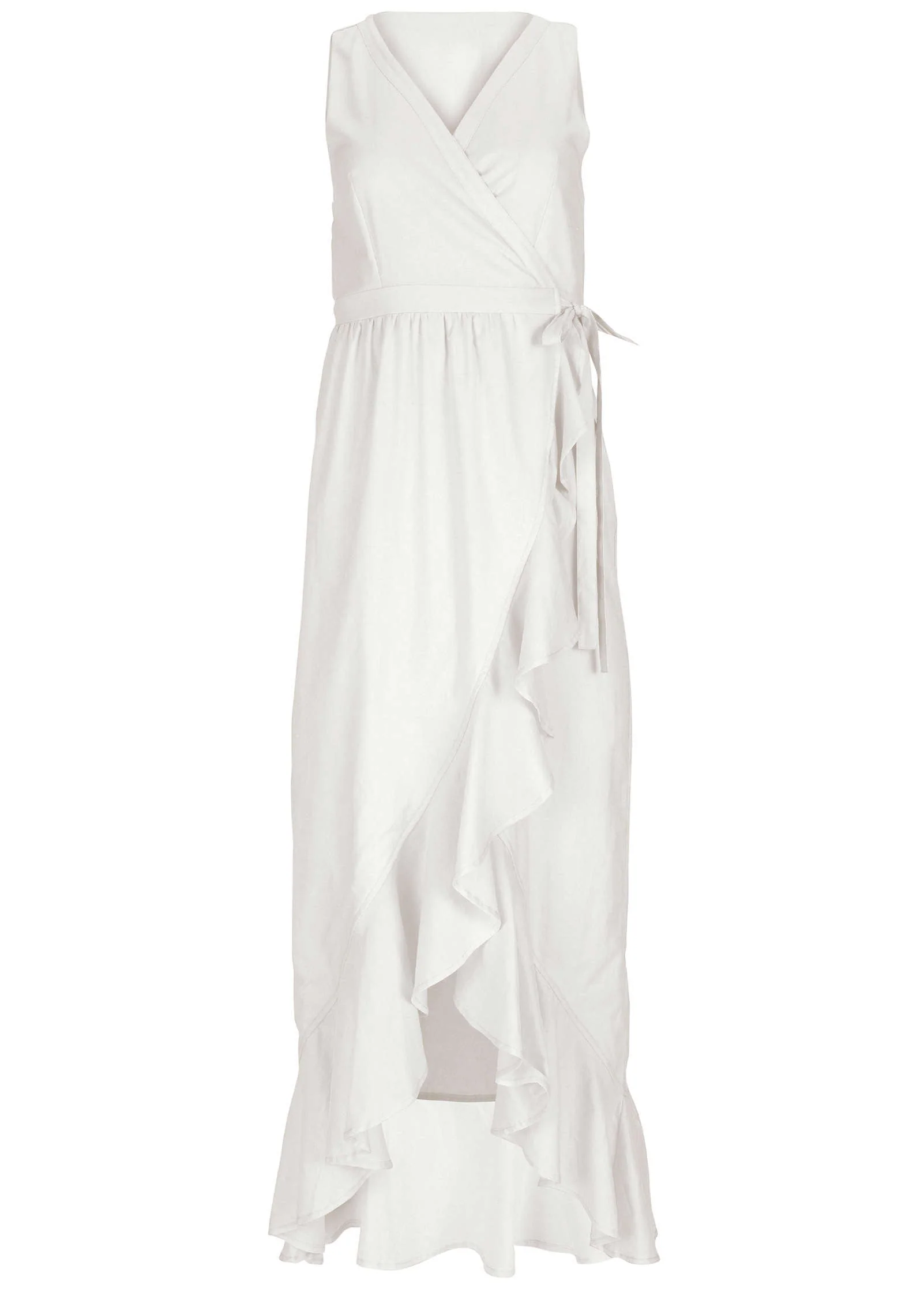 Ruffle High-Low Wrap Dress - Cloud Dancer - Image 4