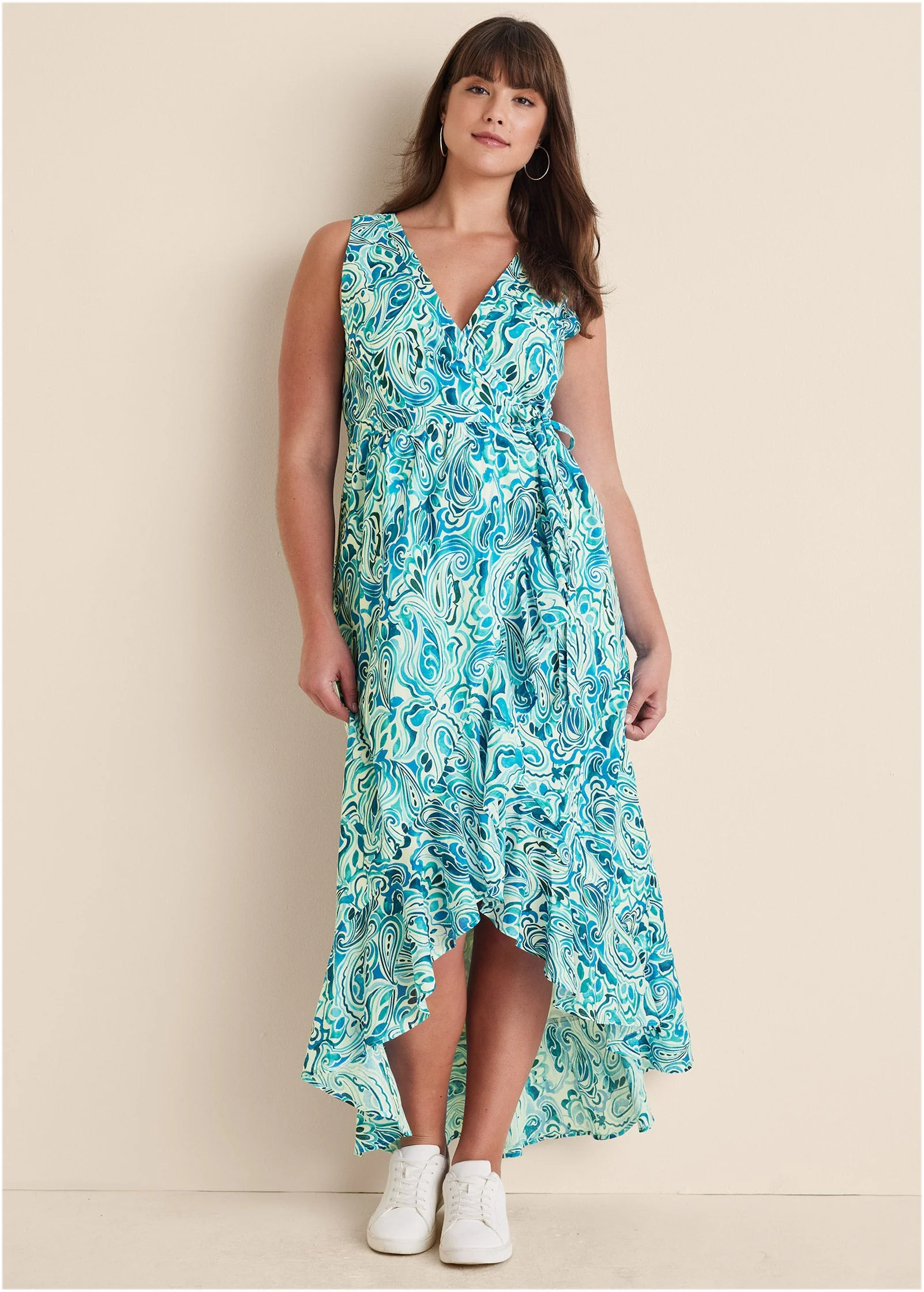 Ruffle High-Low Wrap Dress - Pisces Paisley - Image 5