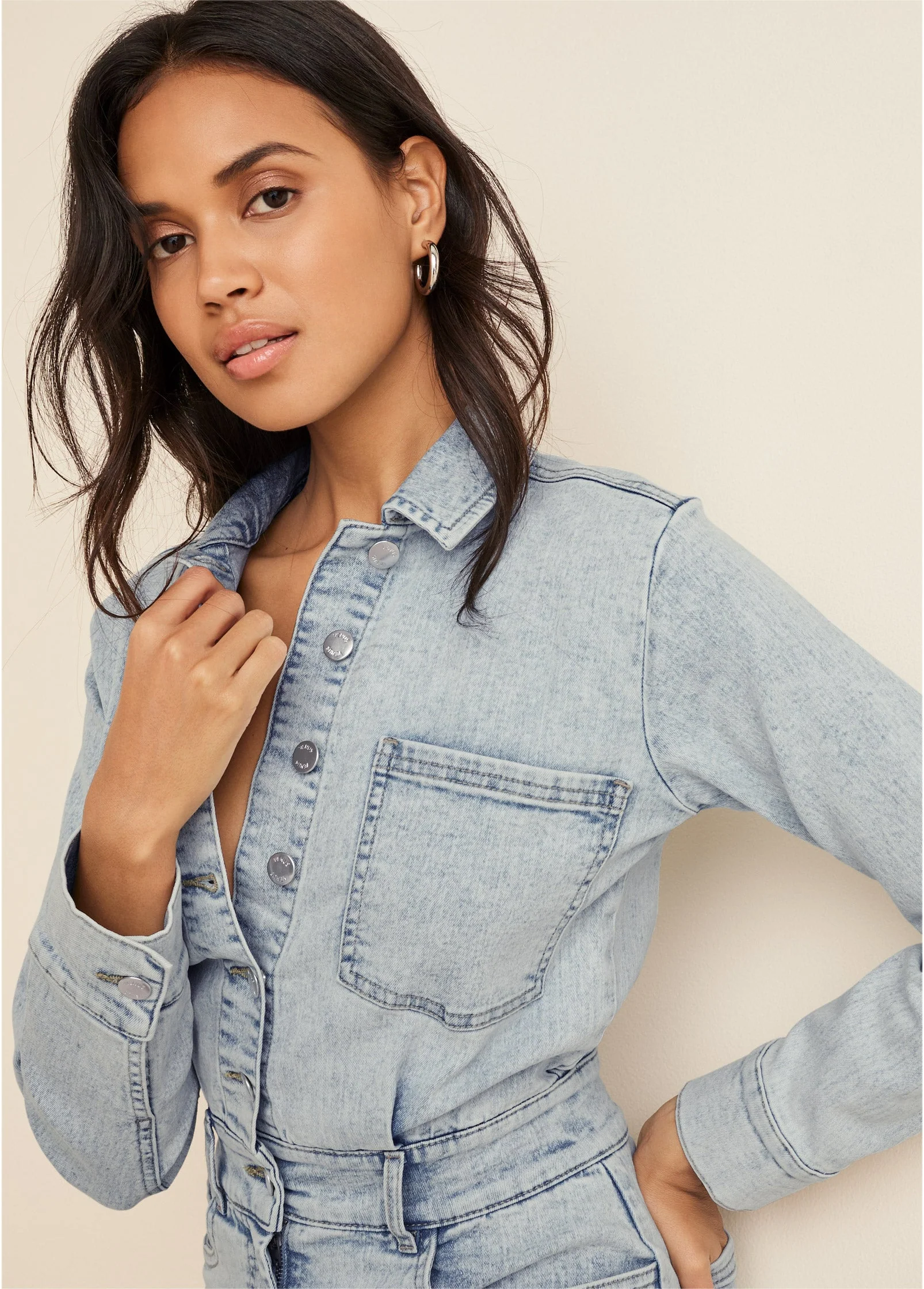 Denim Shirt Dress - Light Wash - Image 6