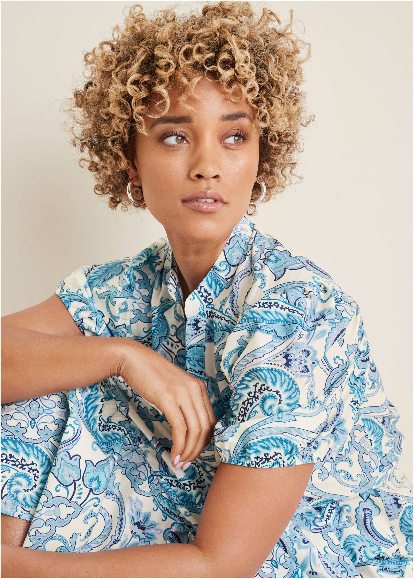 Belted Maxi Dress - Blue Paisley Swirls - Image 5