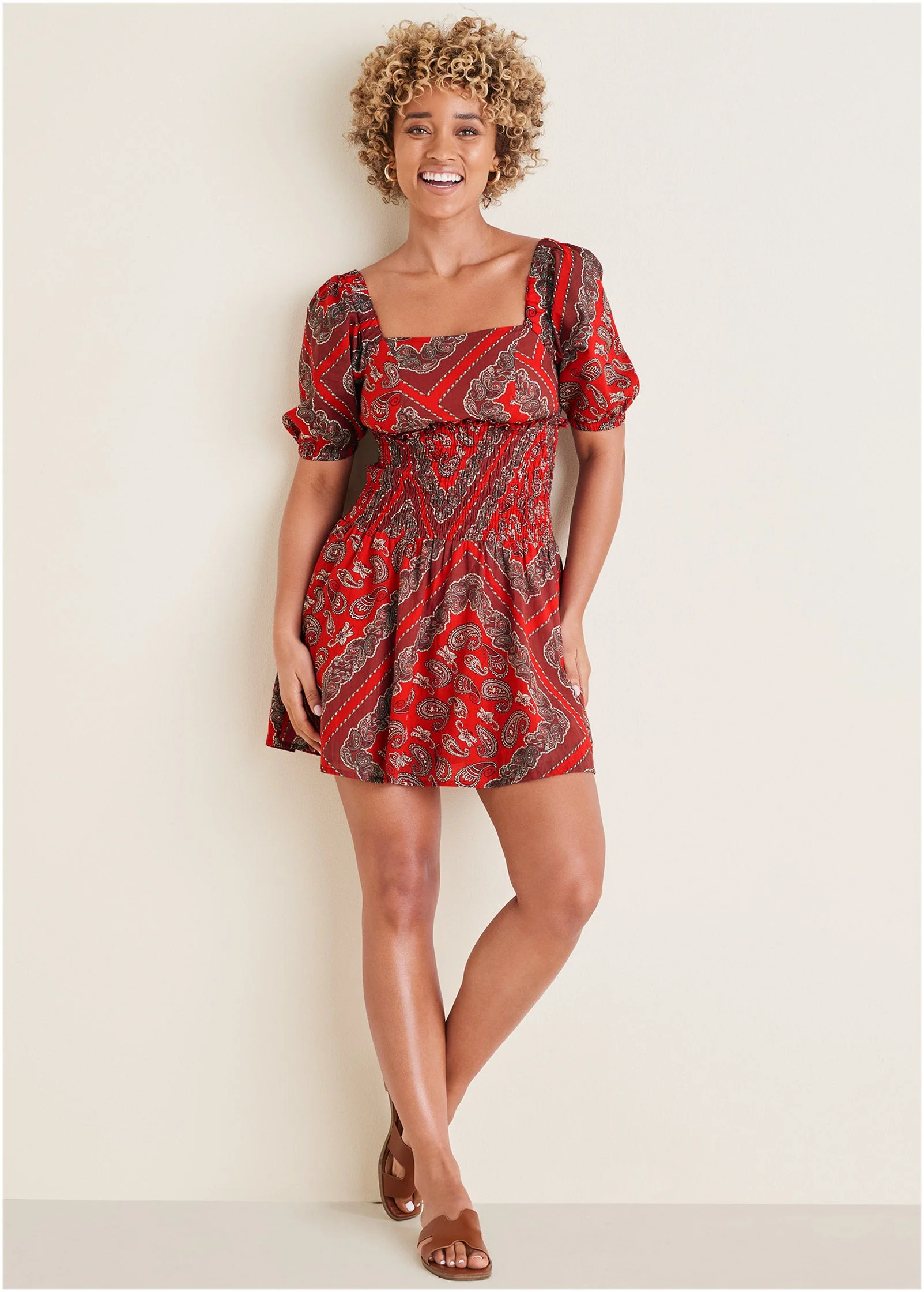 Cotton Voile Mini Dress - Bandana Red - Image 2